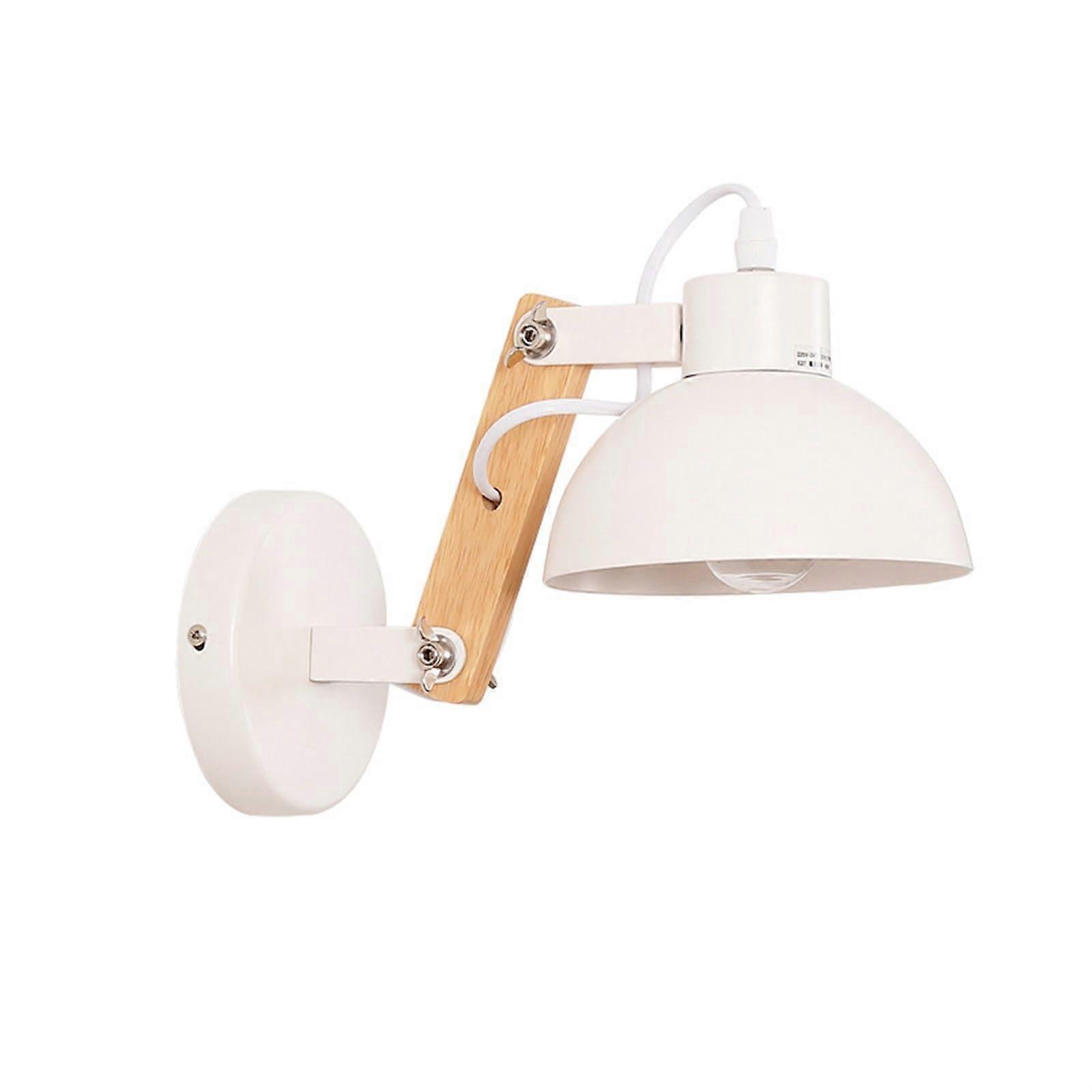 Wooden Bracket Wall Light Retractable Bedside Sconce Solid Wood And Wrought Iron E27 Black/White Wall Mounted Light