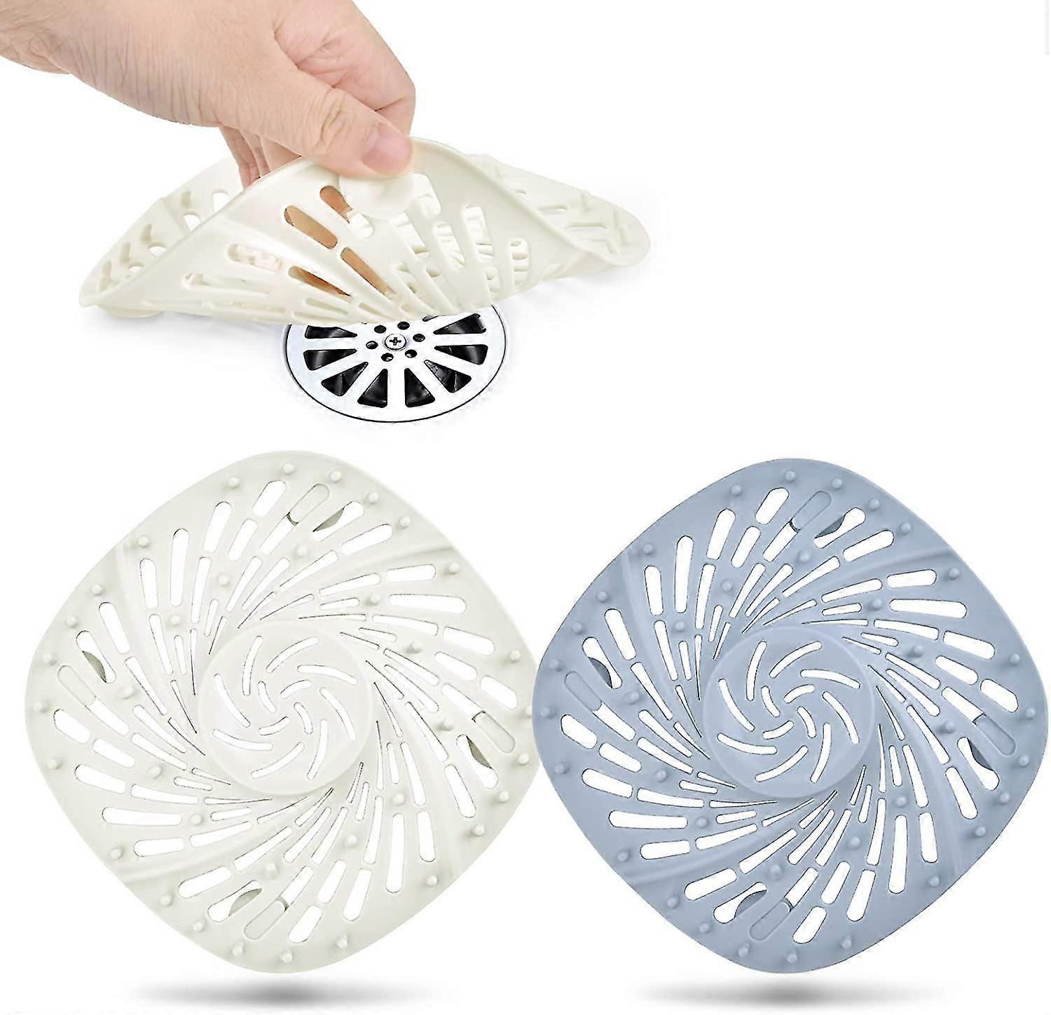 Duschablauf Haarfänger, 2er Pack Silikon (weiß und blau)
