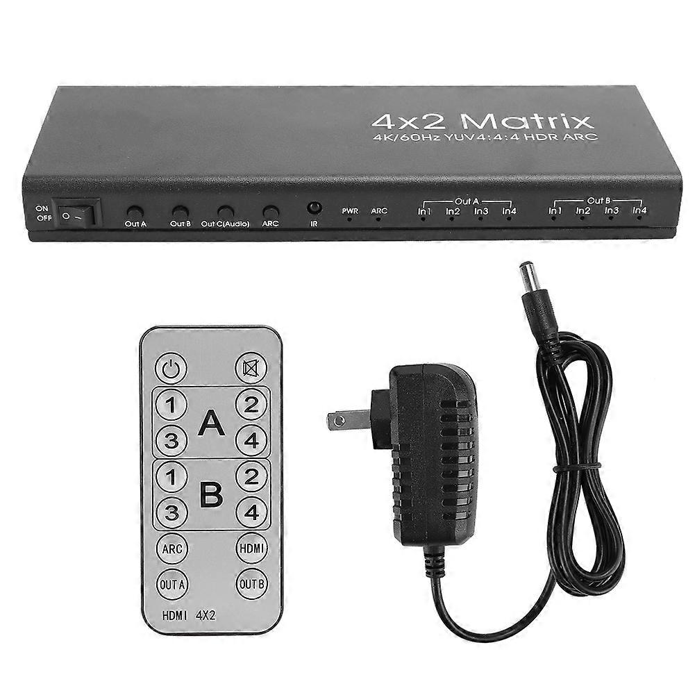 4x2 4K 60Hz HDMI 2.0 Matrix Switcher Splitter Adapter YUV4:4:4 HDR ARC