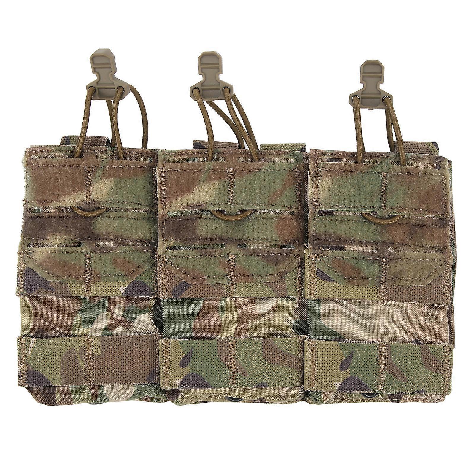 Triple Molle Mag Pouch with Elastic Cord Cordura Fixed Solidly Triple Magazine Pouch Holder for Game