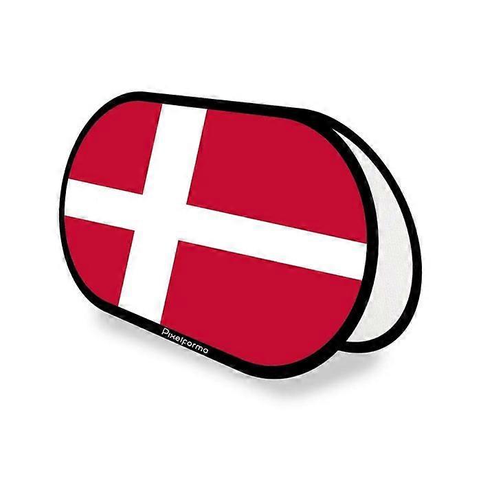 Oval Flag - Denmark - 70 x 120 cm - Polyester - Double-sided print - Foldable retractable
