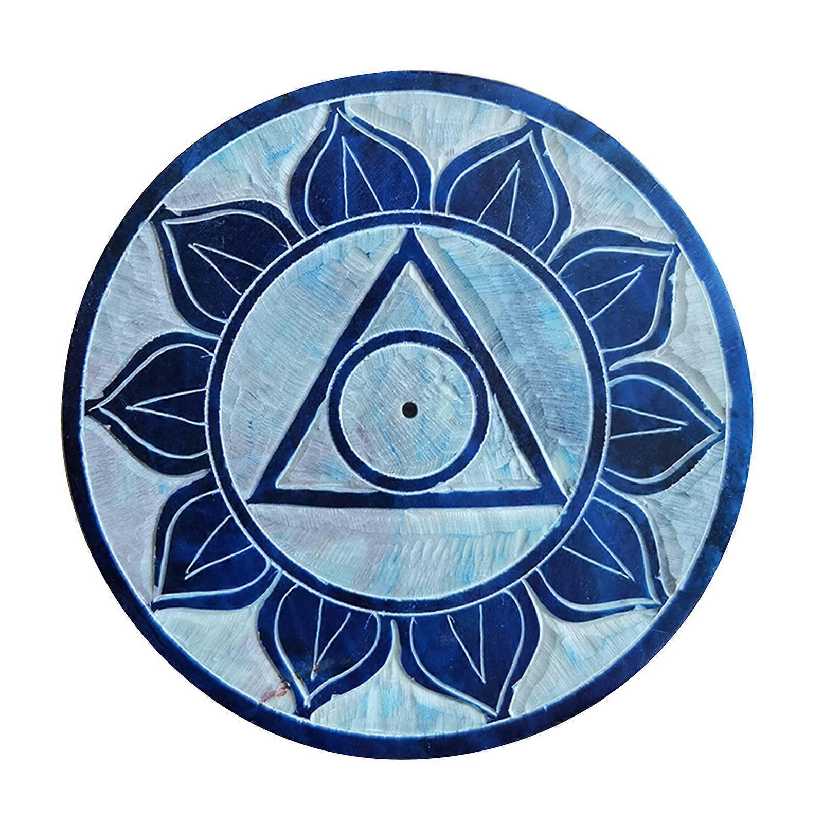 Porte-encens rond en pierre ollaire en forme d'œil de lotus, idéal pour la création