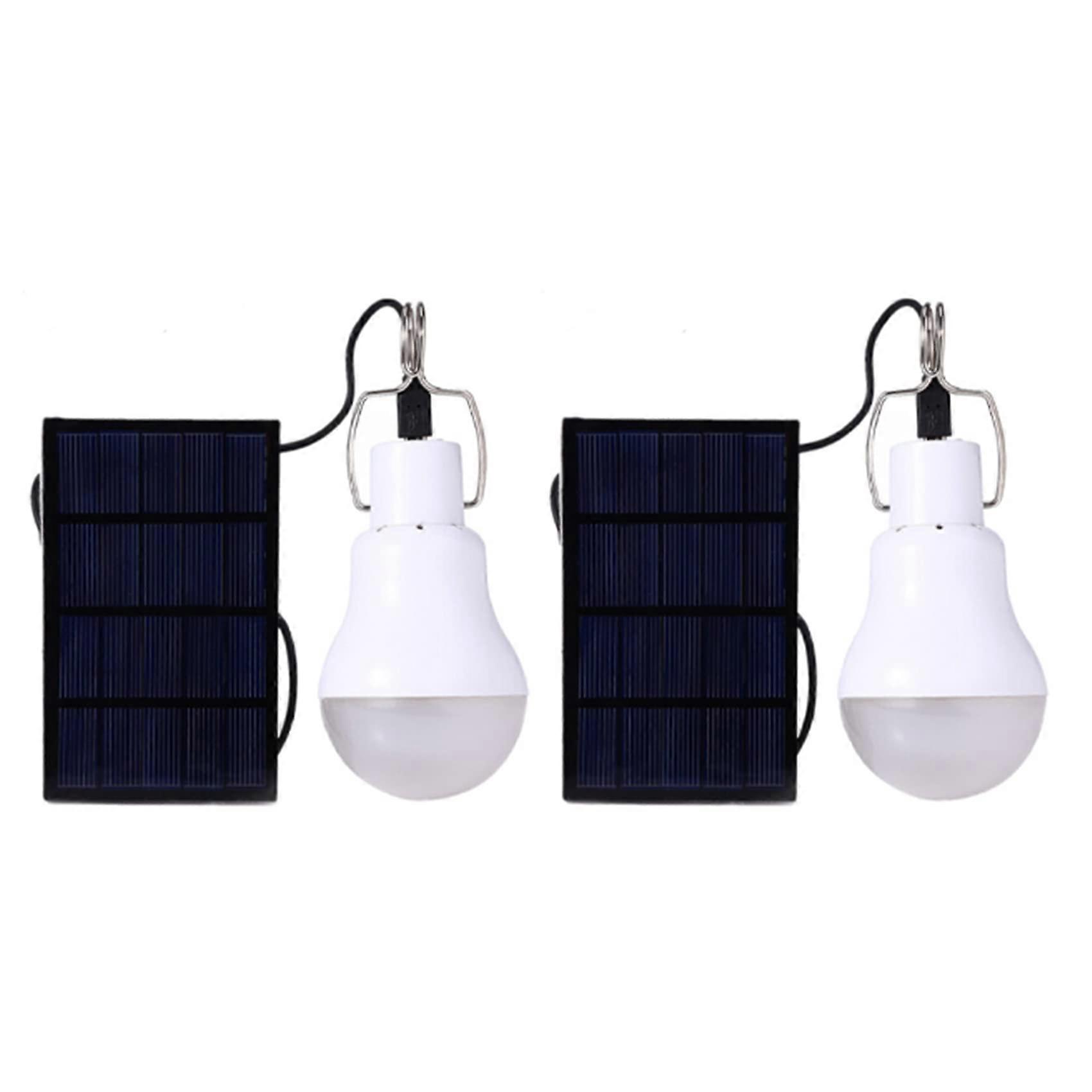 2X Solar Panel Powered LED Bulb Light 15W Portable Outdoor Camping Tent Energy Efficient Lamp