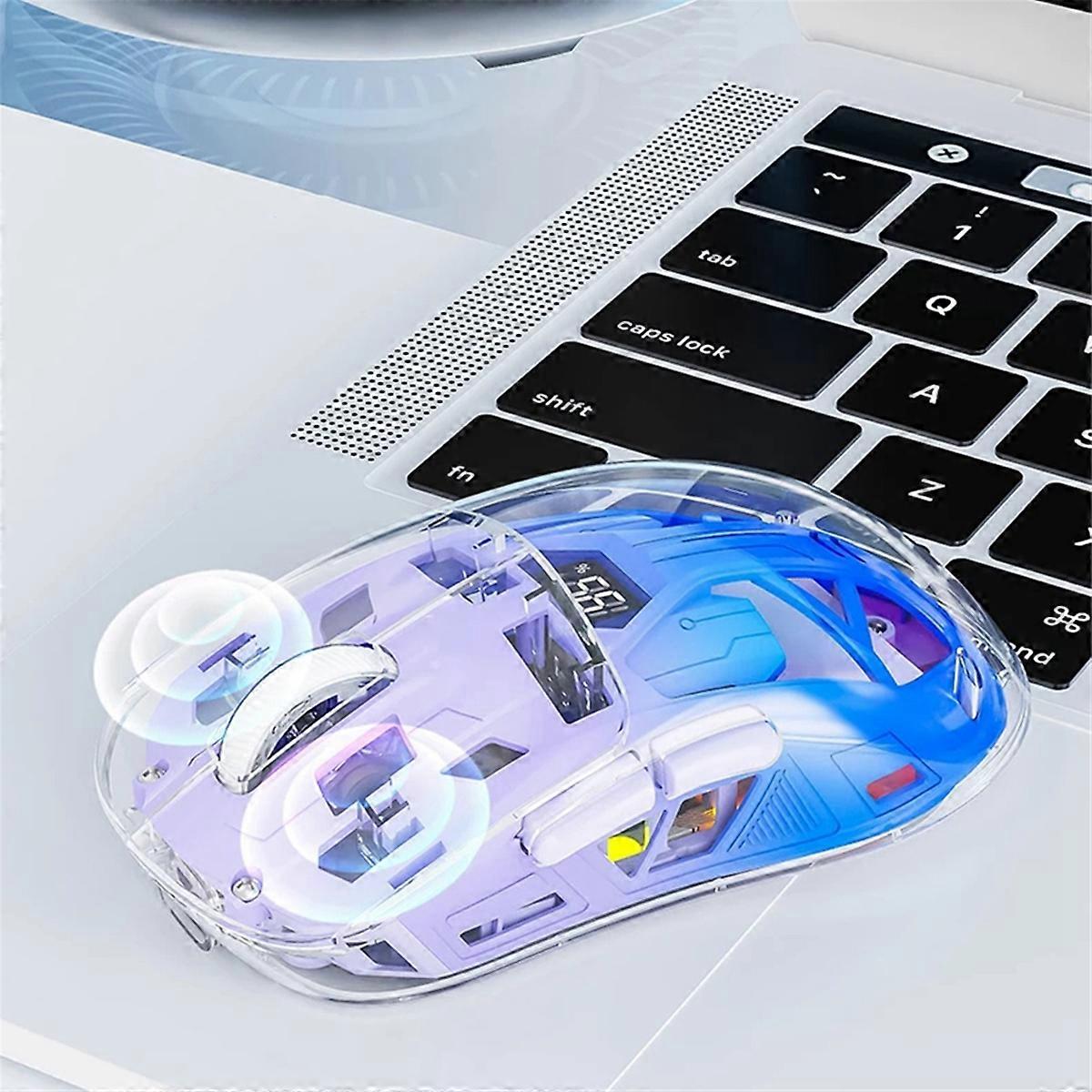 Souris sans fil transparente avec écran numérique, touches de basse, B
