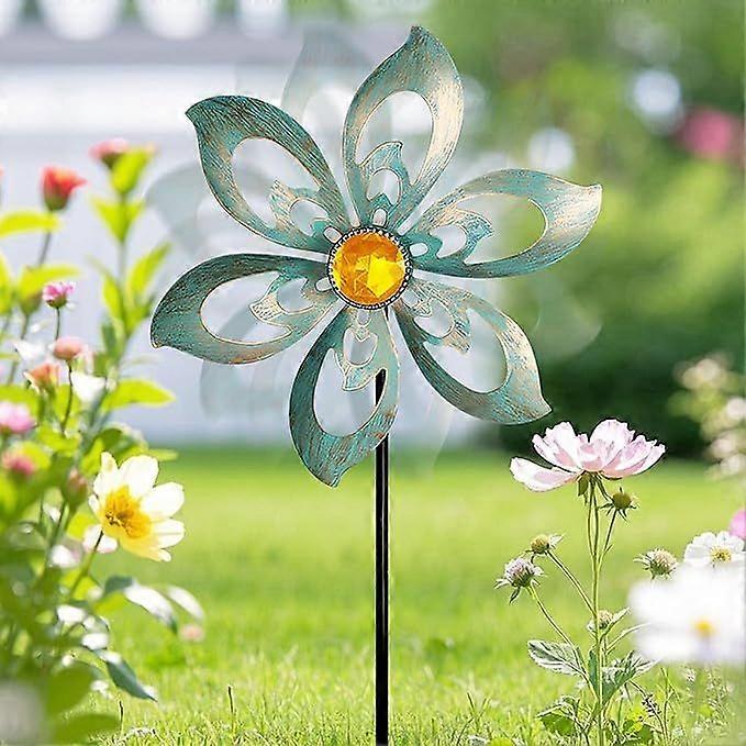 Metal Garden Windmill 70 cm Garden Decoration Retro Gemstones Windmill, Bird Repellent Wind Turbines for Outdoors, Wind Chimes for Outdoor Standing