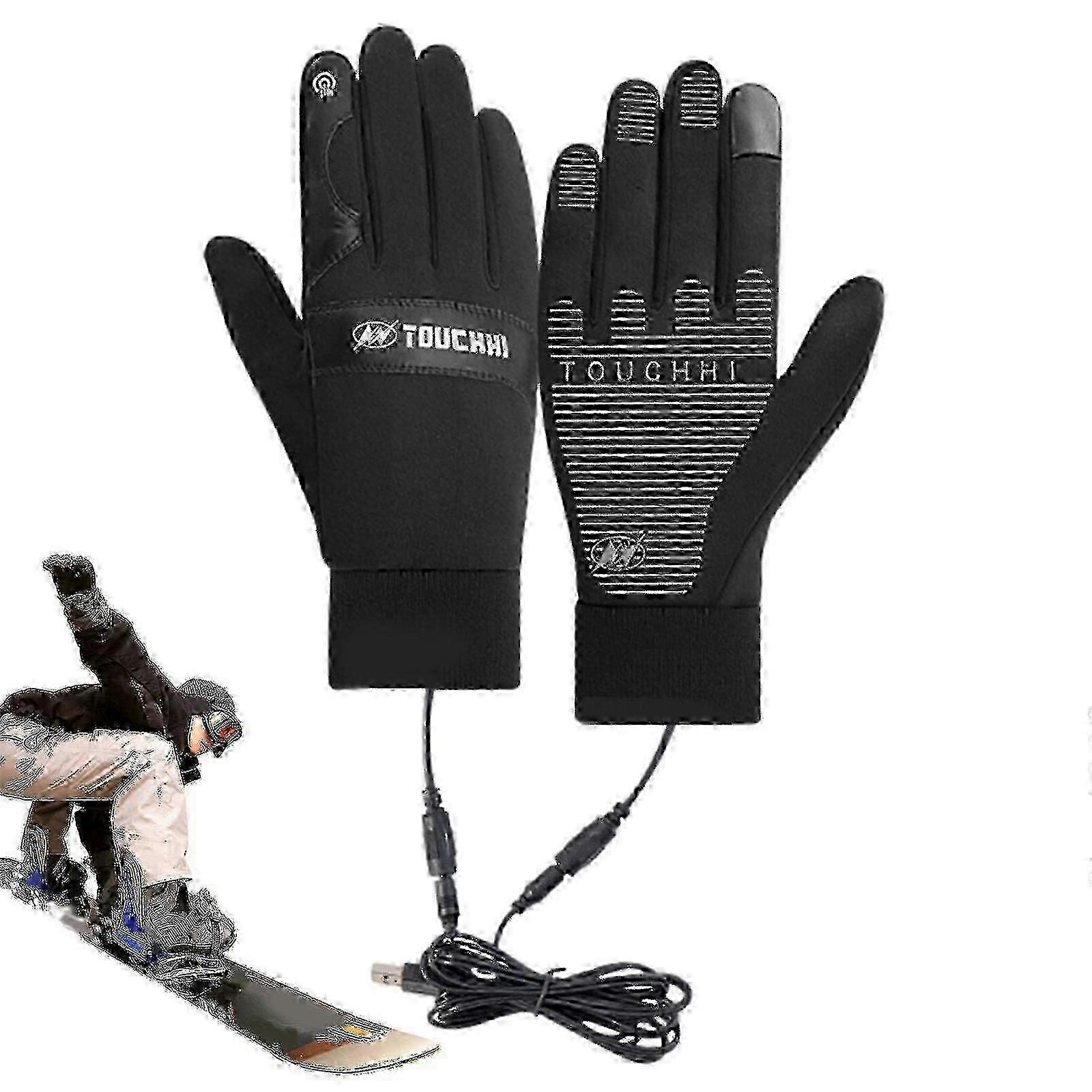 Usb Heated Gloves For Men - Waterproof Rechargeable Touchscreen Skiing Gloves With 3 Heat Settings_jc -CN