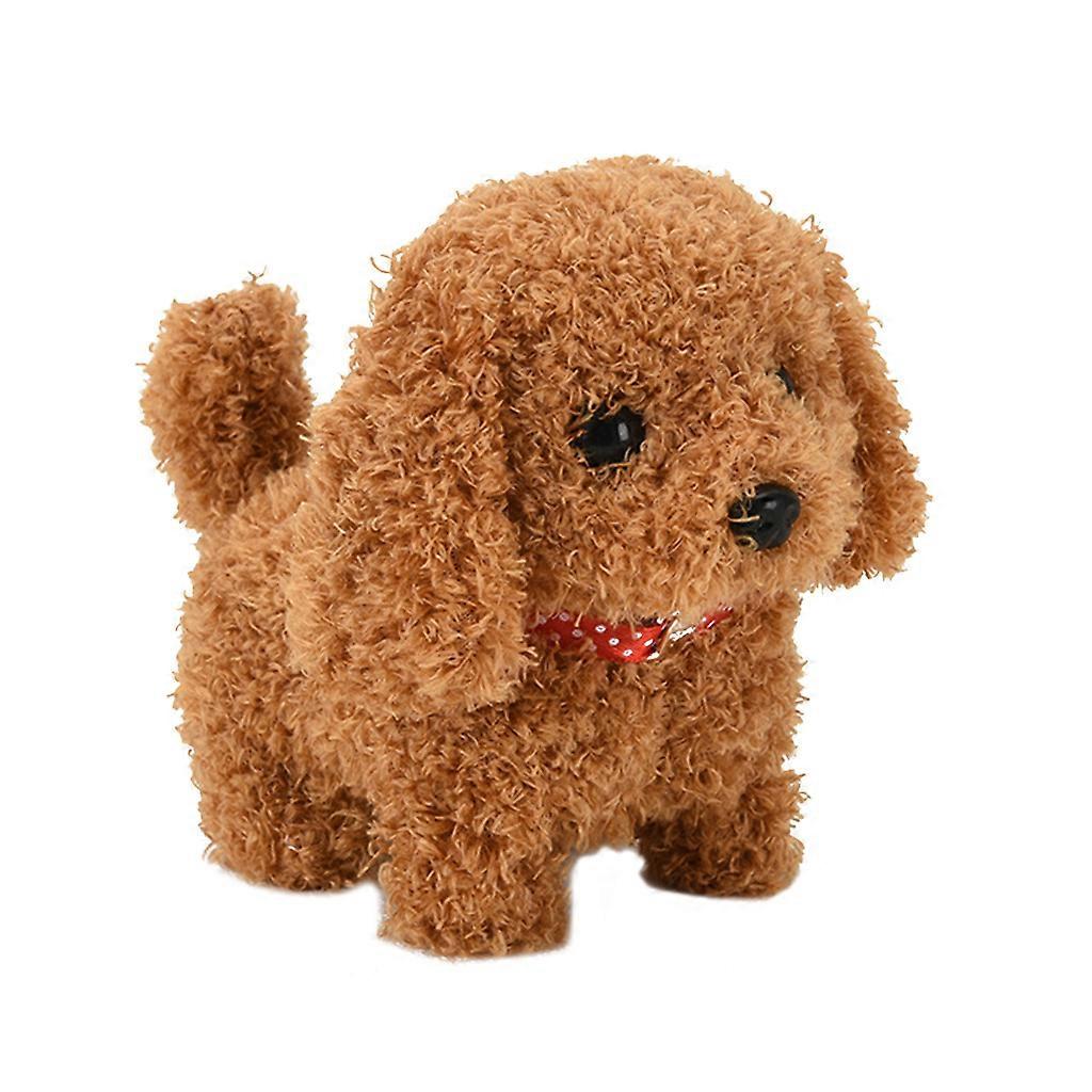 Simulation Electric Free Cute Little Puppy Can Walk Bark Nod Wagging Tail Imulation Plush Stuffed Animal  Dog Multicolor