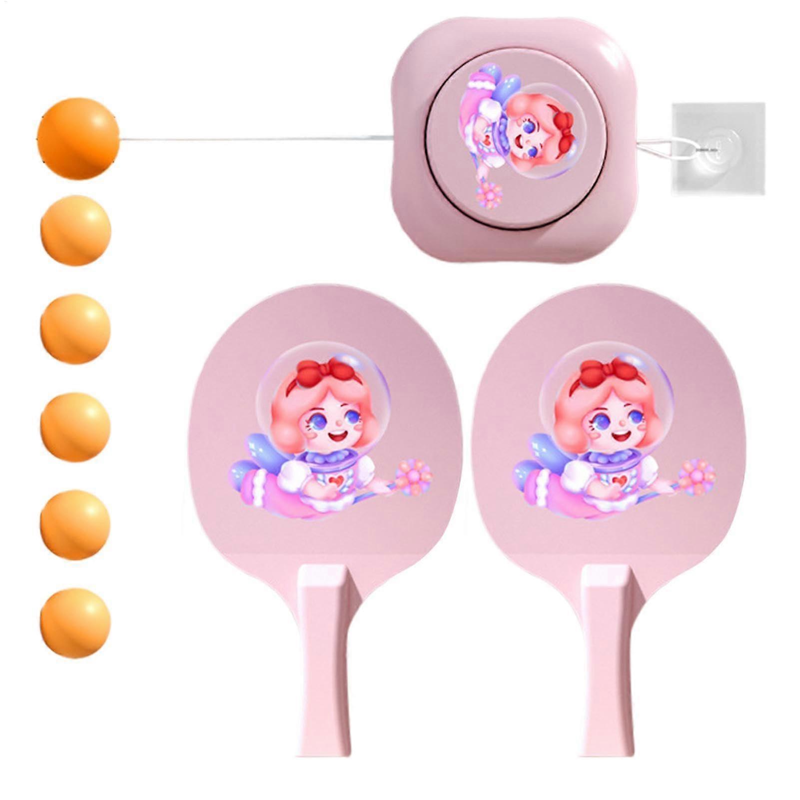 Table Tennis Trainer for Indoor Use, Portable Door Jam Pong Set – Adjustable Ping Pong Training Set in Pink Color