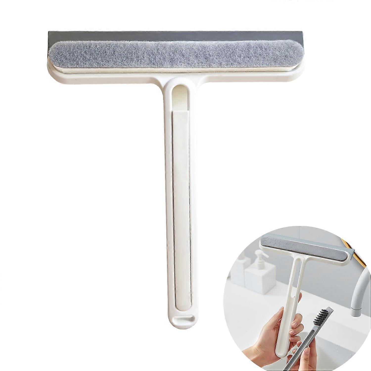 Silicone Shower Squeegee Set 3in1 with Sponge Brush, 22 cm Wide, White