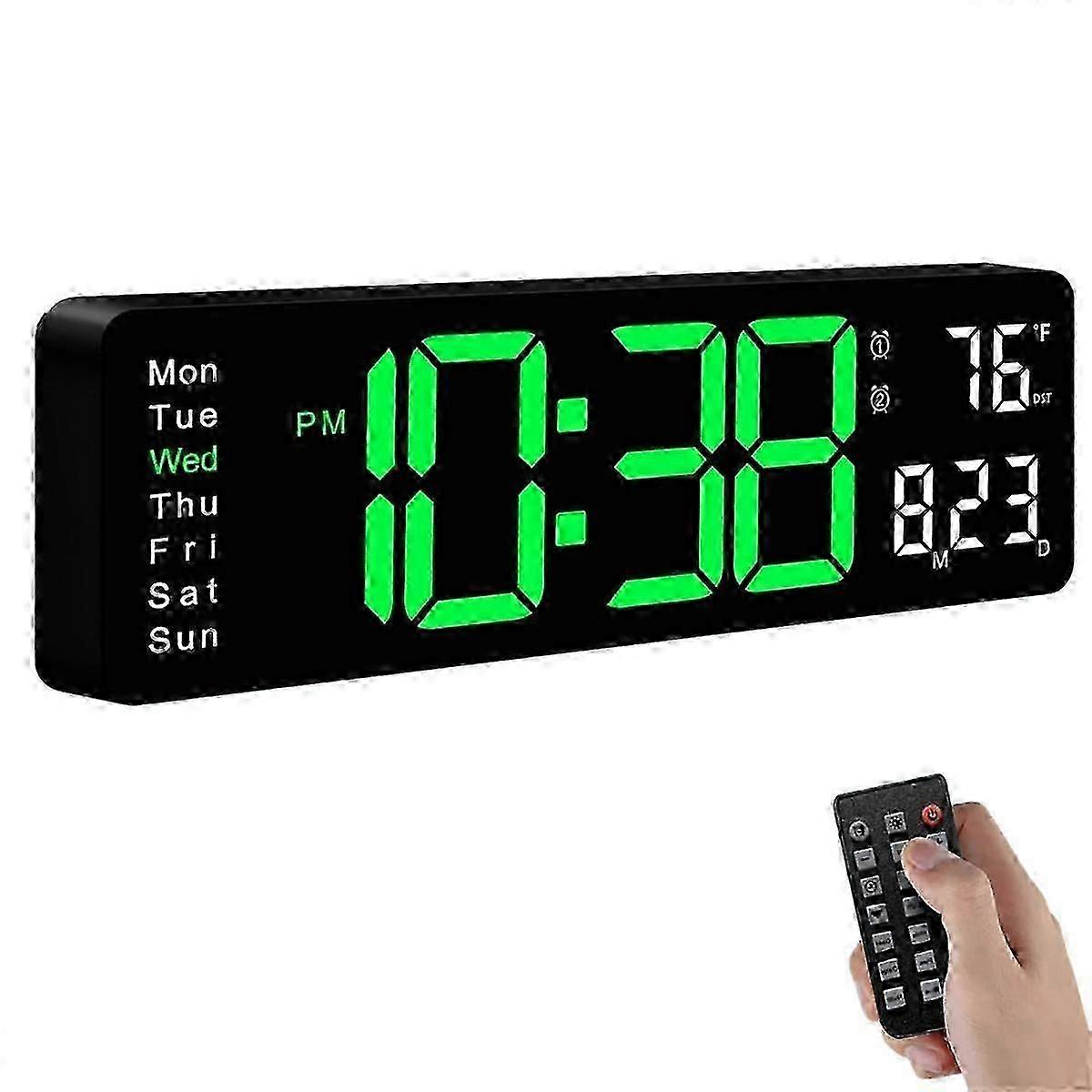 Digital Wall Clock, Large Display Digital Clock with Remote Control,for Living Room, Bedroom, Decor