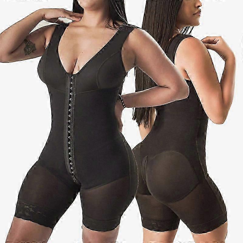 High Compression Full Body Shapewear with Hook and Eye Front Closure Shaper Adjustable Bra Slimming Bodysuit