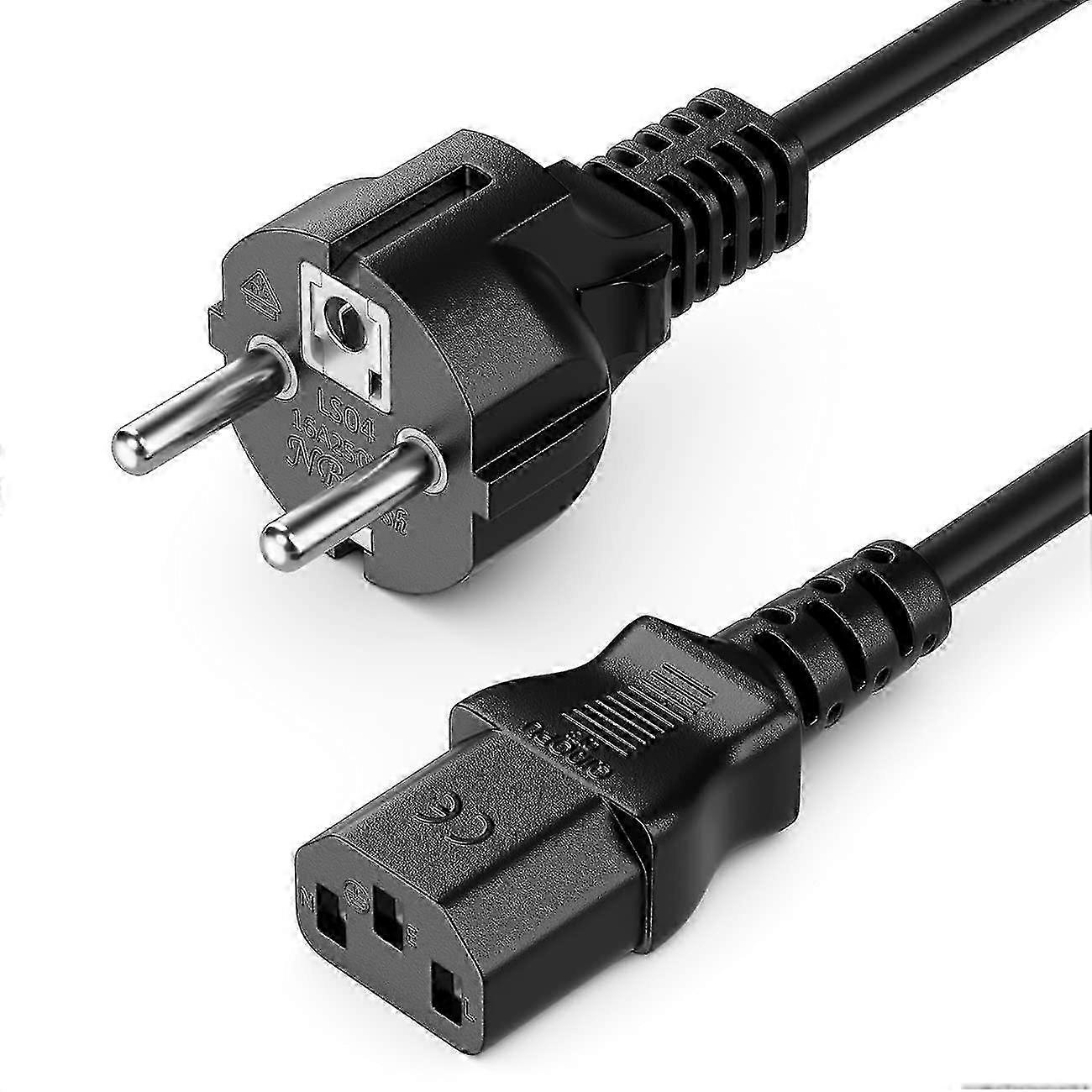 1.5m Mains Cable Protective Contact Type F to Cold Plug Coupler C13 Socket for PCs, Monitors, and Compatible Printers