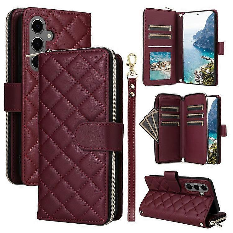 Compatible For Samsung Galaxy S25+ / S24+ Case Zipper Wallet Rhombus PU Leather Crossbody Phone Bag