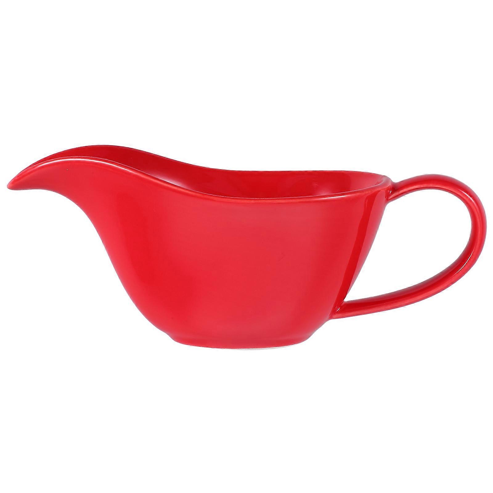 Porcelain Mixing Bowl with Spout for Sauces, Eggs & More Easy Clean, Safe & Reliable Kitchen Gadget with Drainage Cup, Bright Red