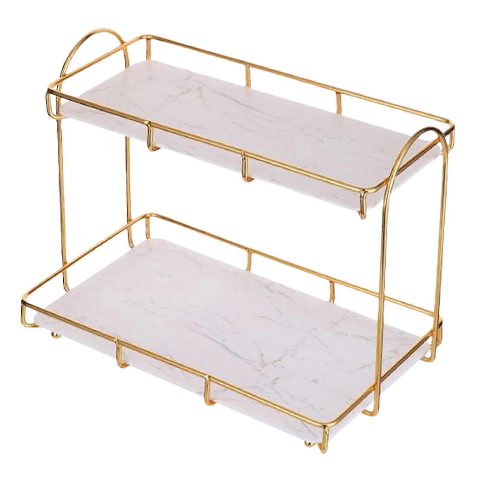 2 Layer Countertop Storage Rack Cosmetic Storage Box Organizer for Bathroom