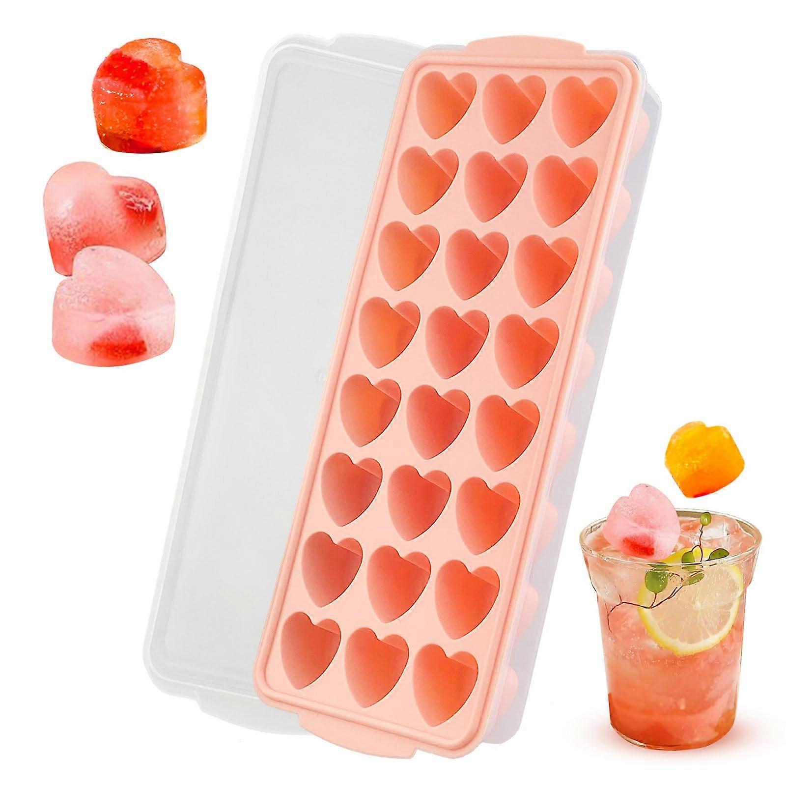 Heart Ice Cube Tray Silicone Mould, 24 Grids with Lid for  Whiskey Chocolate