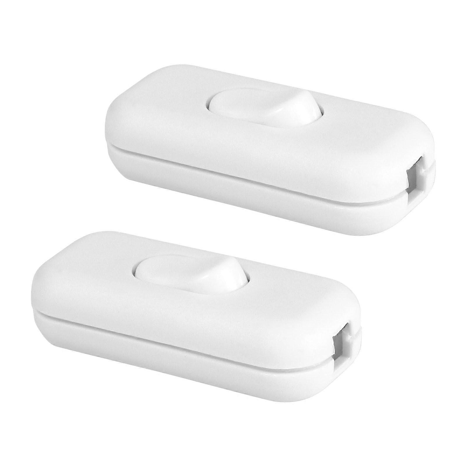 Pack of 2 White Inline Switch, 6 A 250 V, Rocker Switch for Electric Lamps