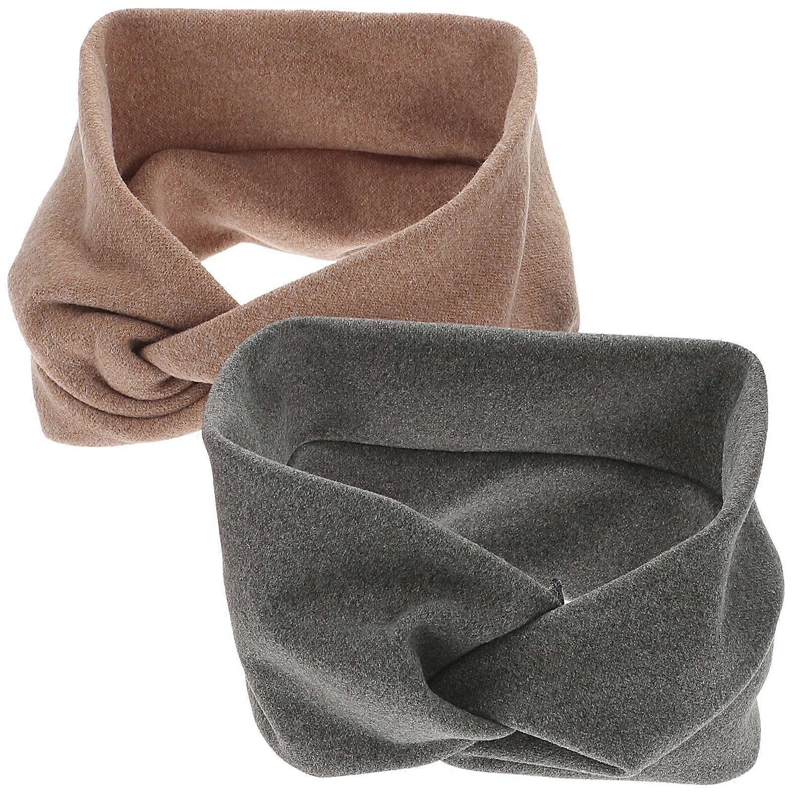 Elastic Headbands Women Work Yoga Travel Everyday Use Khaki 20x10cm 2Pack