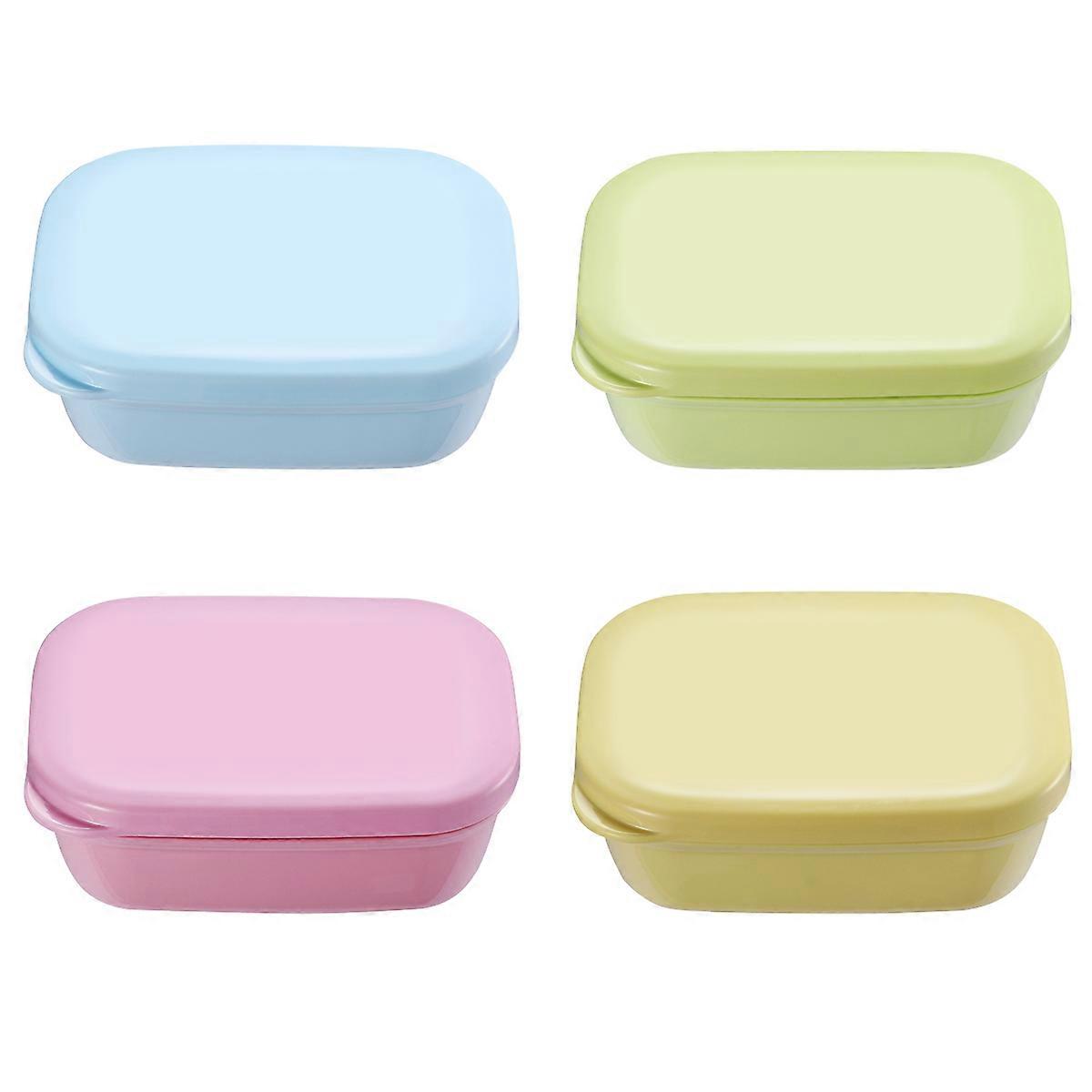 حامل صابون الحمام Ounona علبة صابون مزدوجة الطبقة مع استنزاف لحوض الاستحمام وأحواض المطبخ صحن صابون محمول 4 قطع