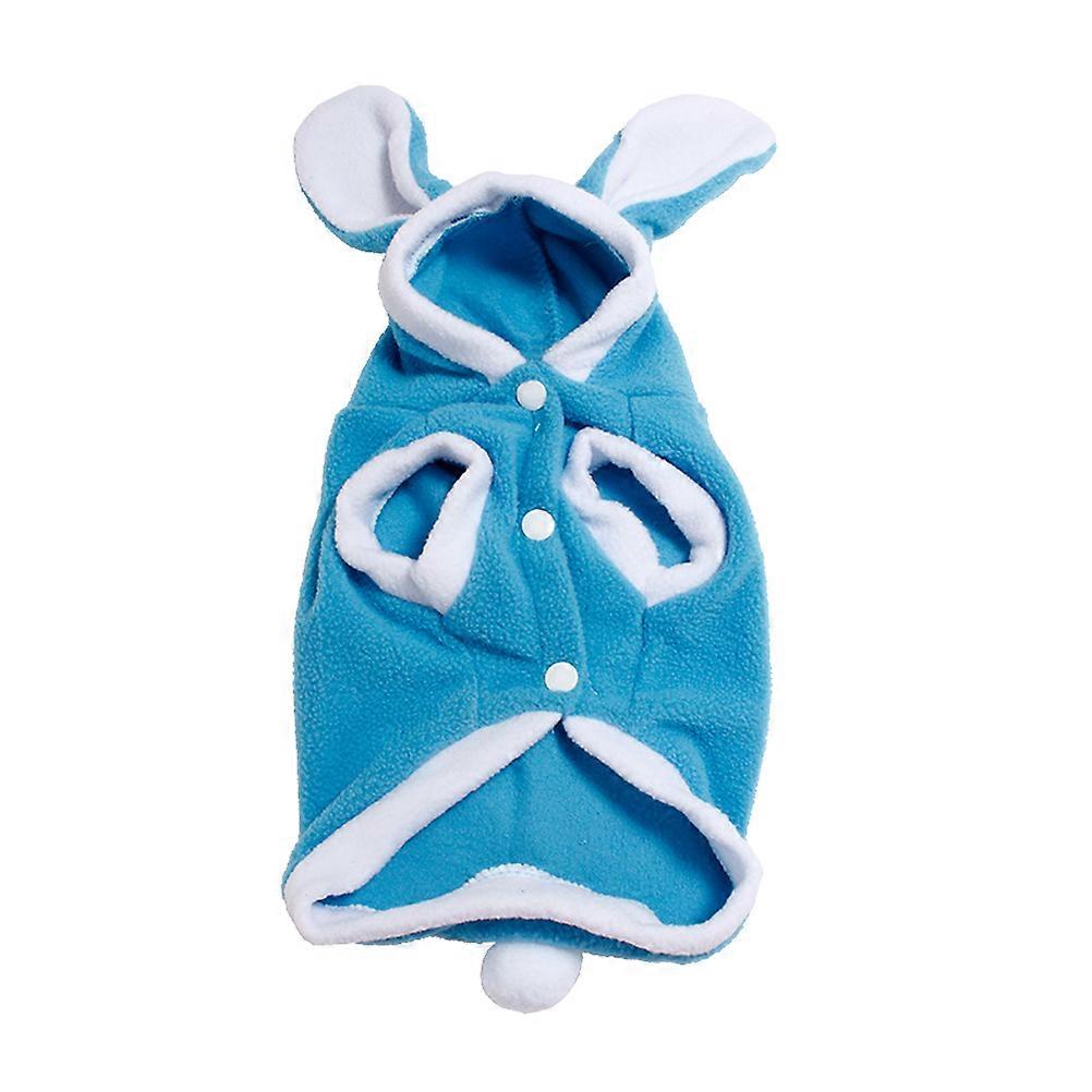 Warm Clothes for Dogs Pet Dog Rabbit Shaped Comfortable Cotton Vest Autumn Winter Coat Home Use Blue L 1Pcs