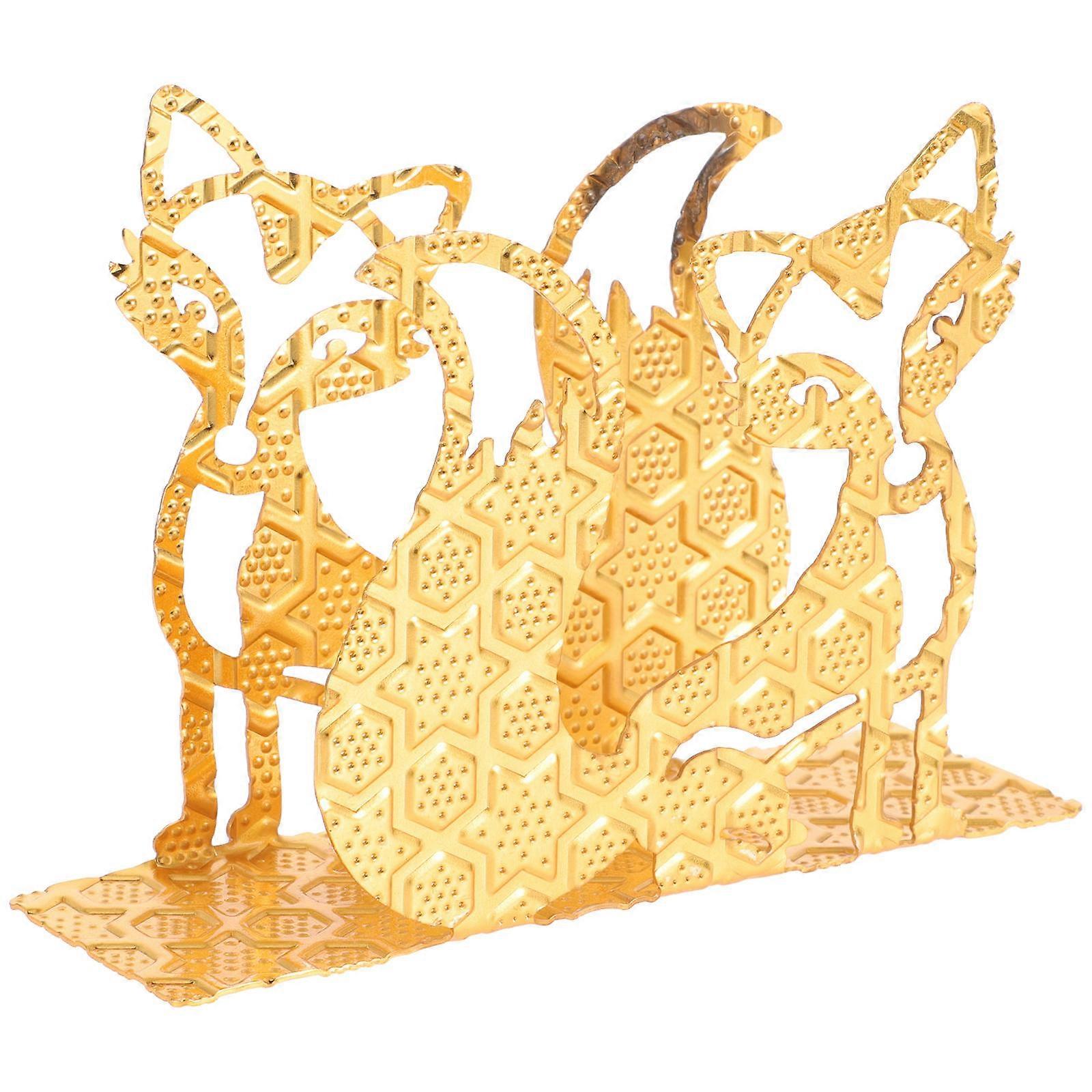 Elegant Table Napkin Holder Rust And Scratch Resistant Golden Iron For Living Room 1Pack