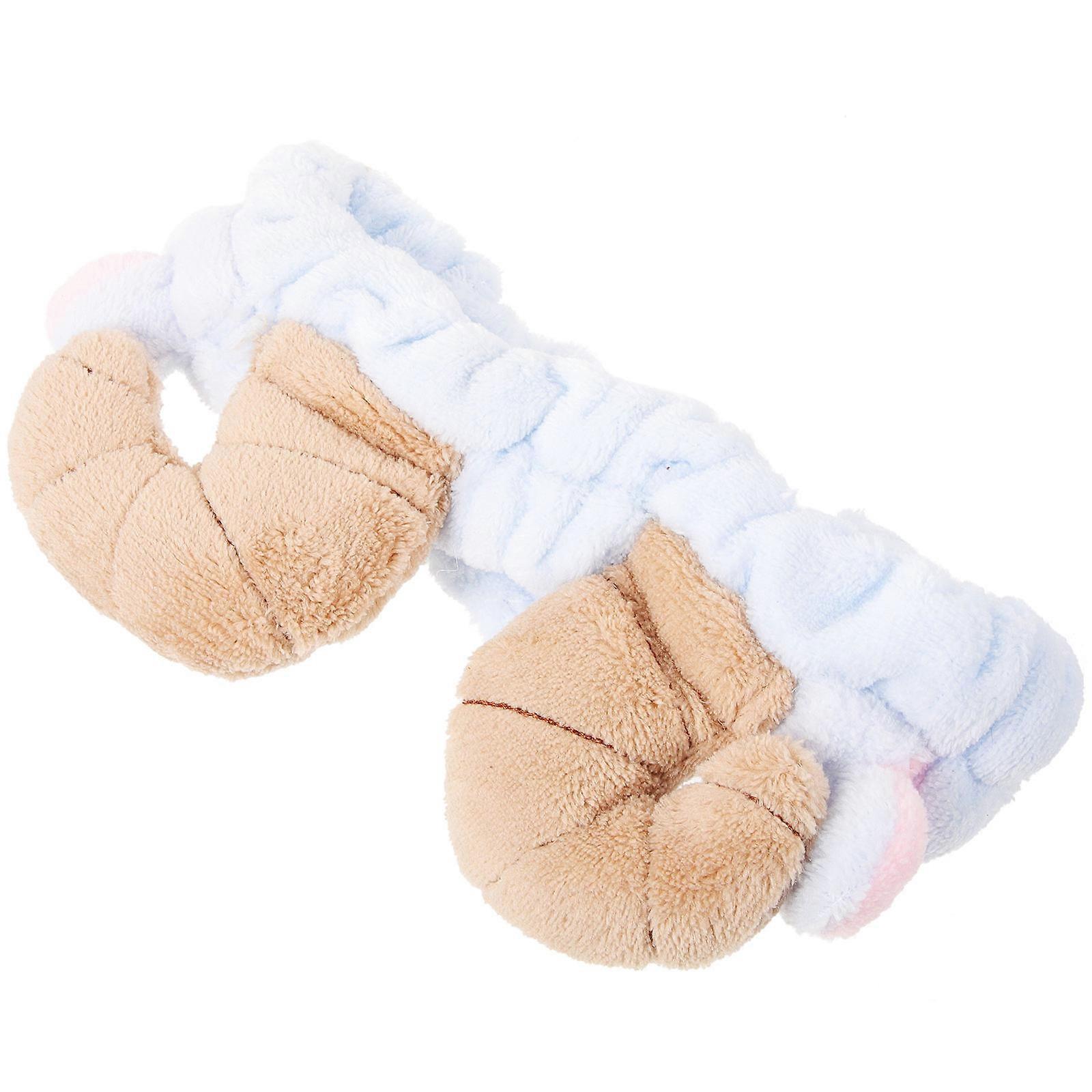 Elastic Headband For Face Washing Three-Dimensional Horn Design Flannel Material Women Shower Accessory 22 X 22 X 8Cm 1Pack