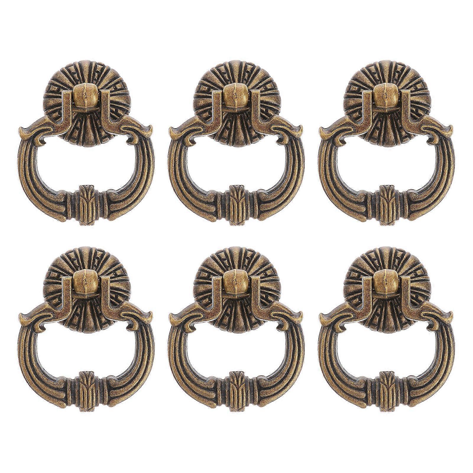 Retro Drawer Pull Ring Handle Knob Zinc Alloy Smooth Grip For Kitchen Cabinet Home Decoration 6Pcs