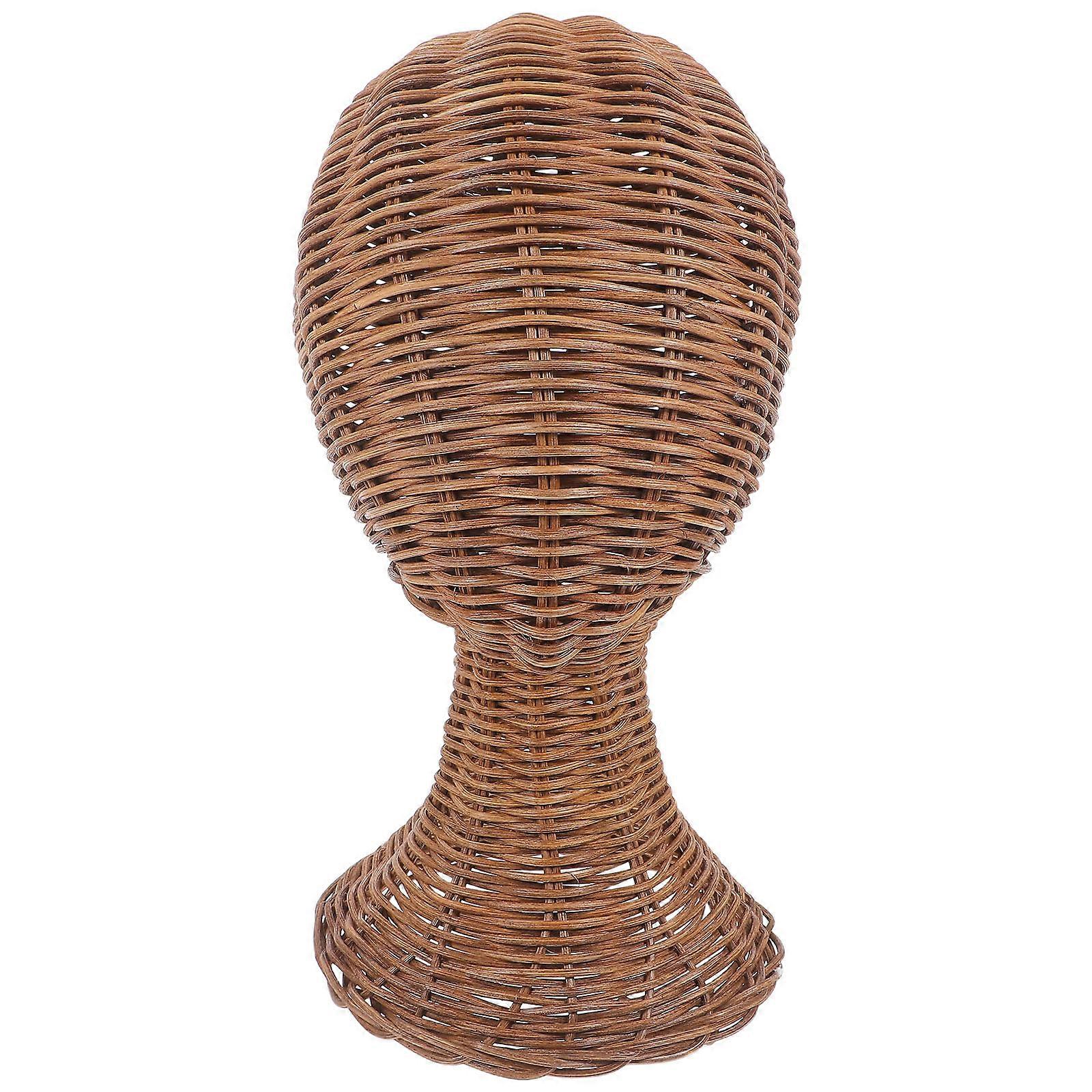 Stylish Rattan Hat Stand for Women – Stable Wig, Jewelry & Cap Organizer Base for Home, Store or Exhibition Use