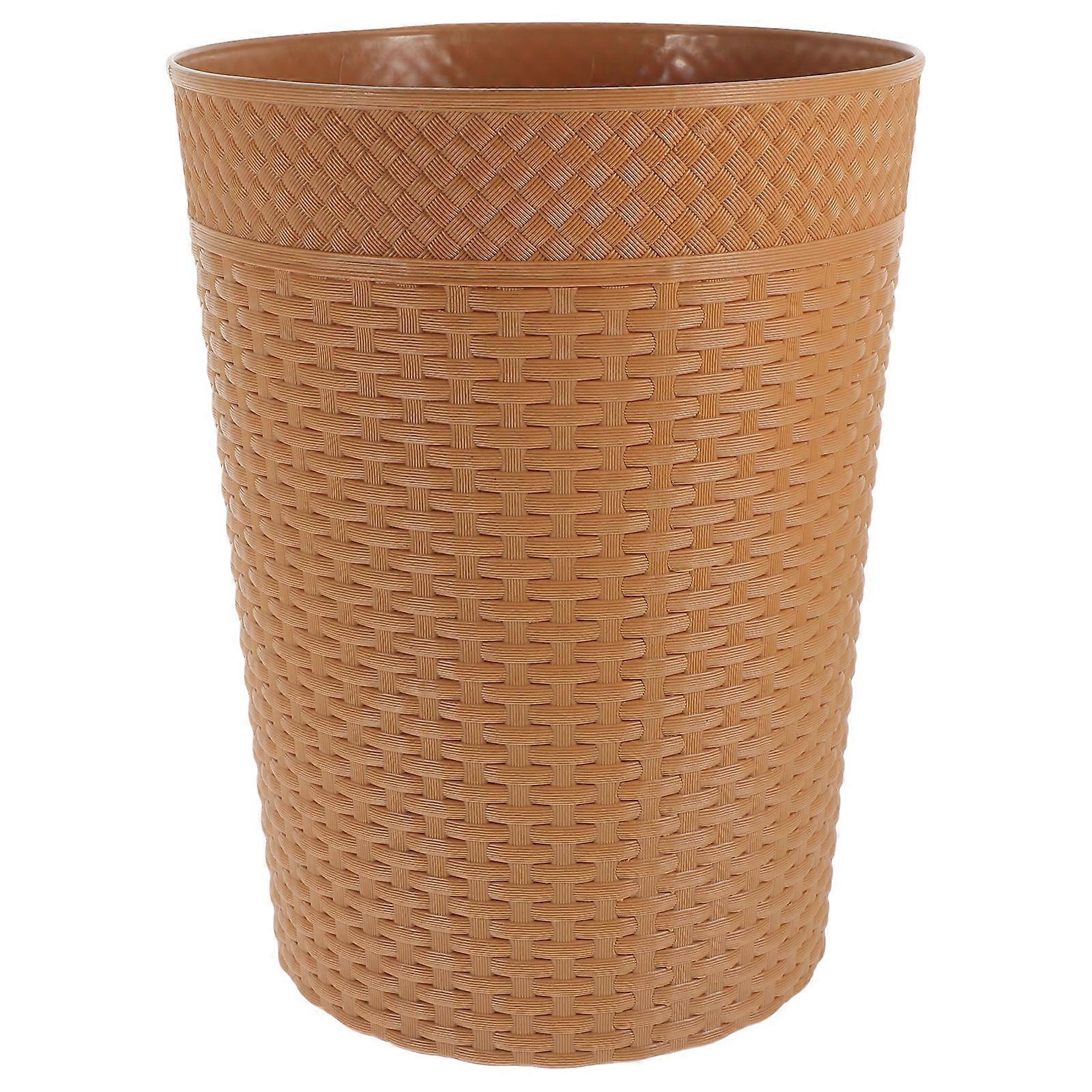 Bathroom Trash Bin Imitation Rattan Woven Style Garbage Collection Easy To Clean 27.70X21.30X21.30CM 1Pack