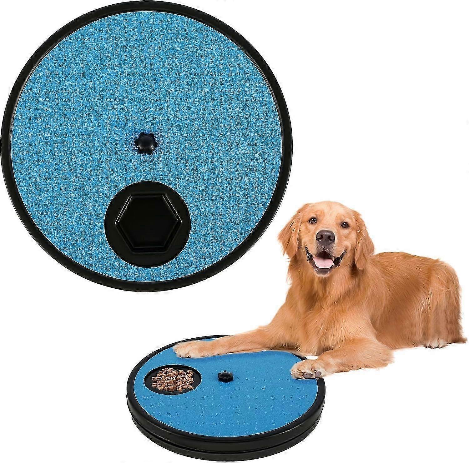 Dog Nail Scratch Pad Non-Slip Dog Scratch Board with 6 Snack Compartments Rotating Round Dog Slow Feeder Dog Nail Scratch Board for Dog Pet(blue)