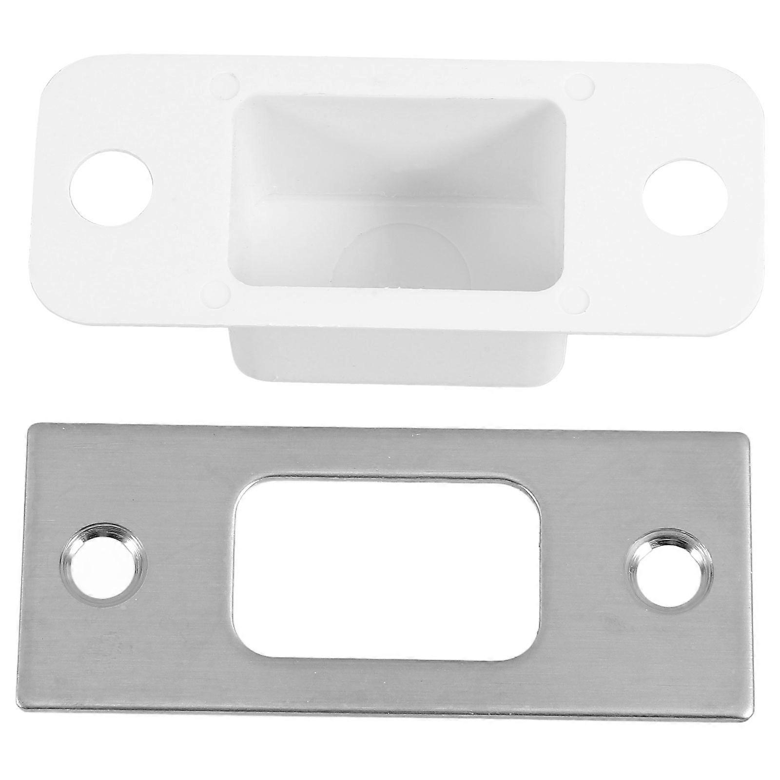 Door Strike Plate for Security Lock Installation 1Set Silver Metal