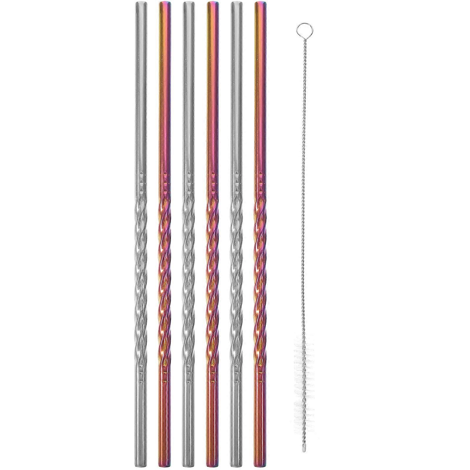 Stainless Steel Drinking Straws For Parties Beverage Straws Reusable Round Shape Simple Style 1 Set