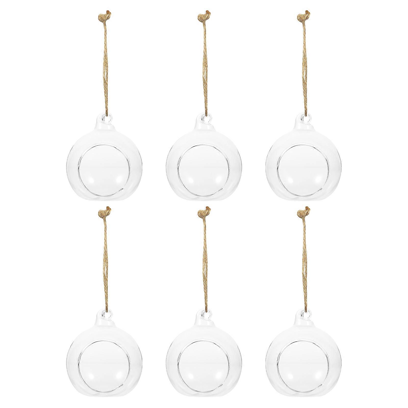 6pcs Transparent Hanging Glass Vases for Hydroponic Plants, DIY Micro Landscape Containers, Versatile Candle Holders for Home Decor & Creative