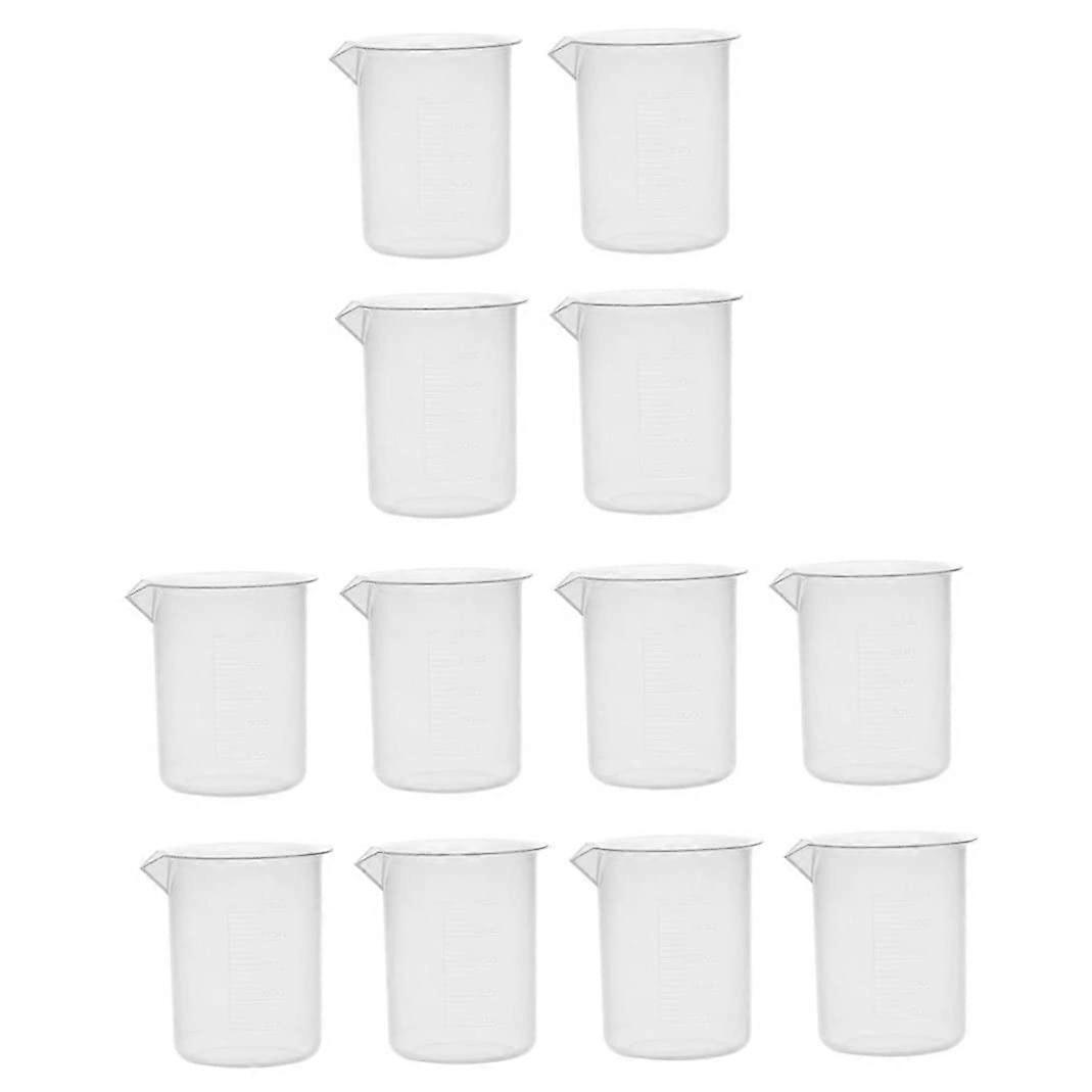 "Plastic Measuring Cups Set - 250 ml Clear Graduated Lab Graduates for Kitchen Liquids, 12 Pack"