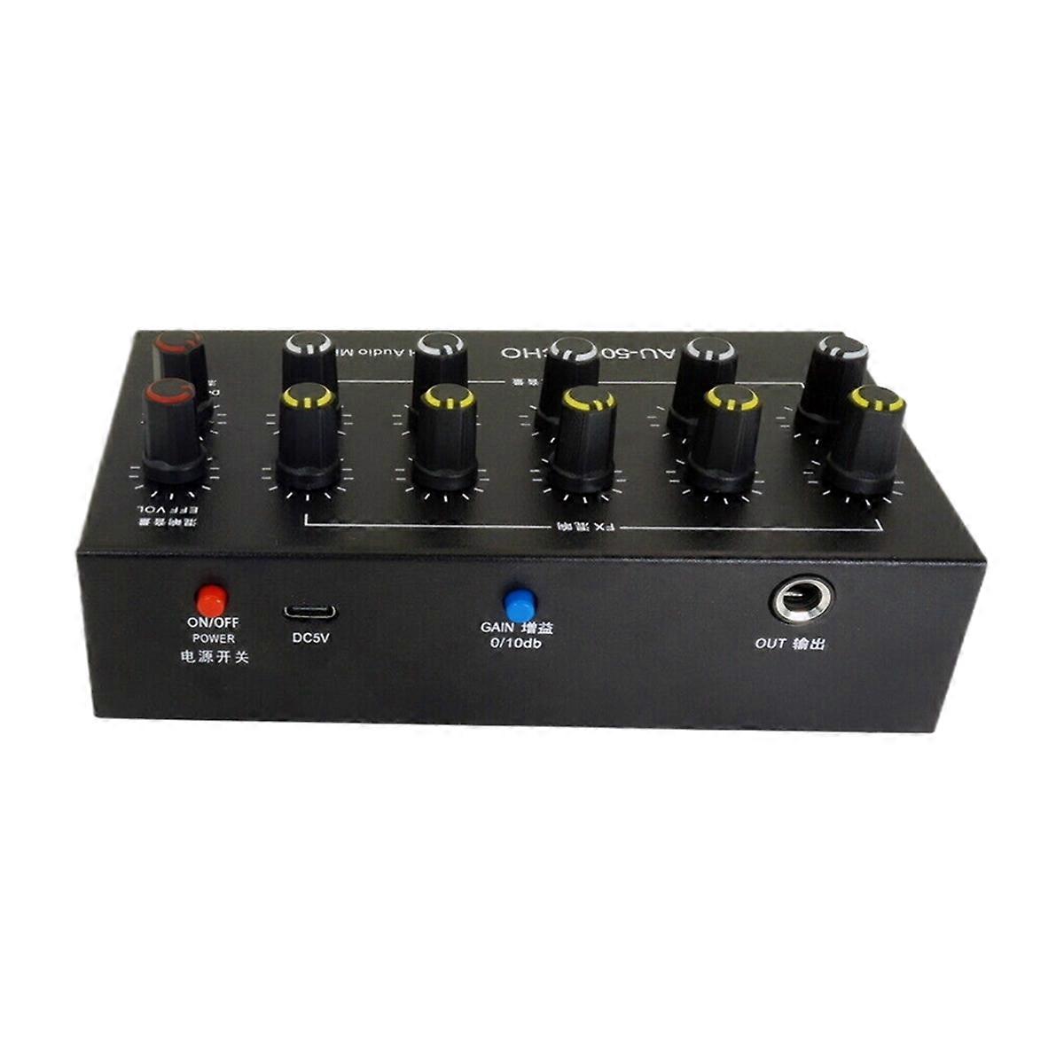 AU-501 5CH Microphone Expander 5 Channel 6.5mm Microphone Mixer Multi-Channel Input Expander Hub 5 in 1 Out Rechargeable