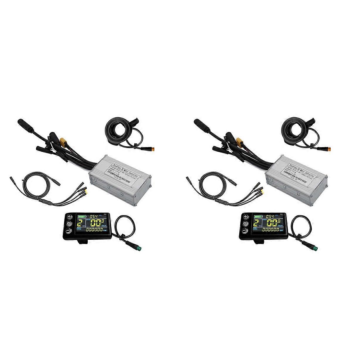 2X Three Mode Ebike Controller 17A 24V/36V/48V with S866 LCD Color Display Waterproof Connector 350W