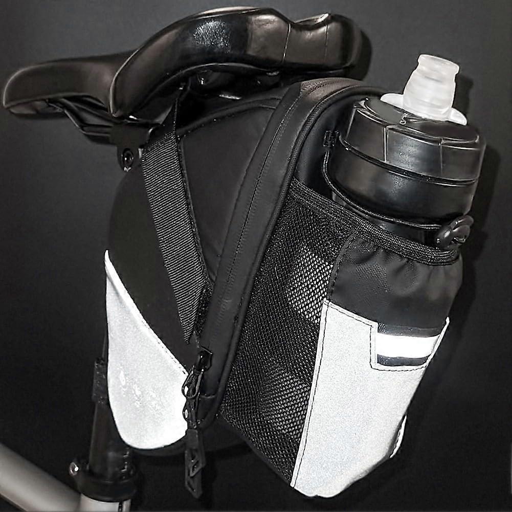 Waterproof Reflective Bicycle Saddle Bag for Mountain Bike MTB Quick Release Strap Compatible Bike Accessories (White Reflection)