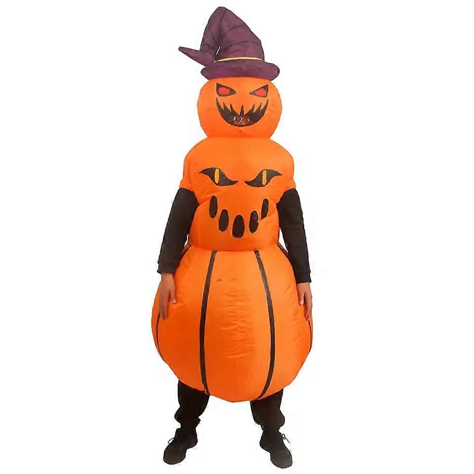 Purple Hat Pumpkin Man Inflatable Suit