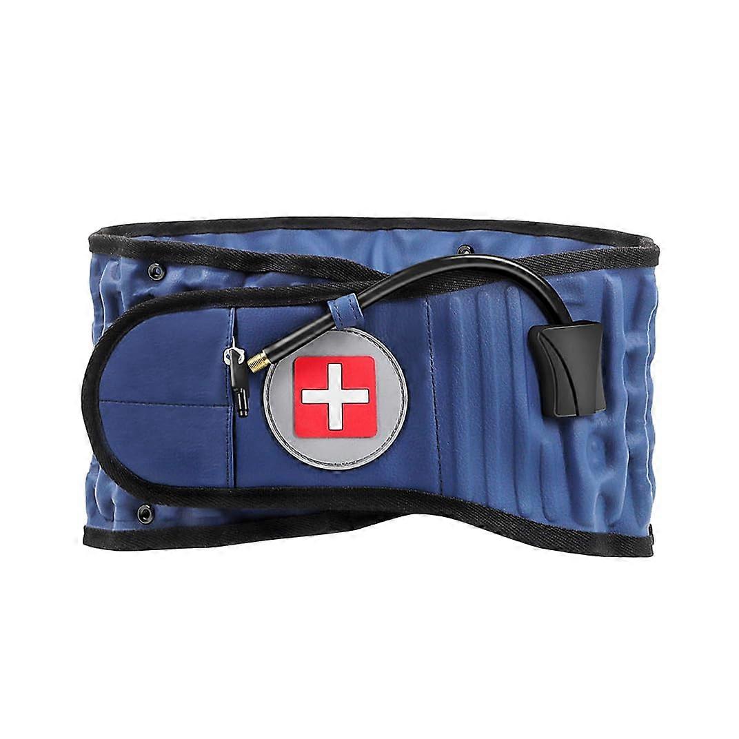 Inflatable Lumbar Decompression Belt for Lower Back Pain Relief, Blue, Size L, Includes Inflator & Extension Strap