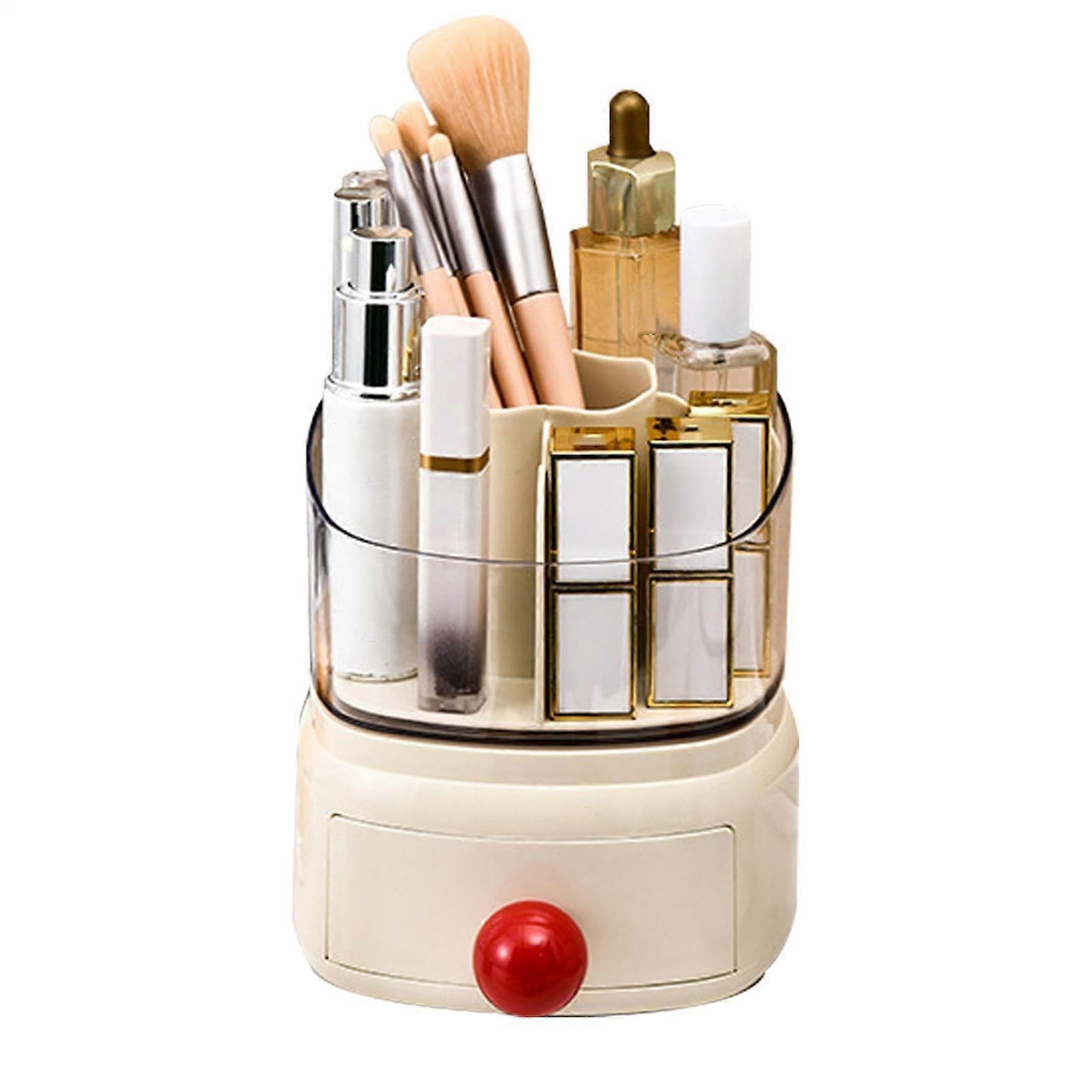 Makeup Brush Holder, 360° Rotating Organizer with 5 Spacious Compartments