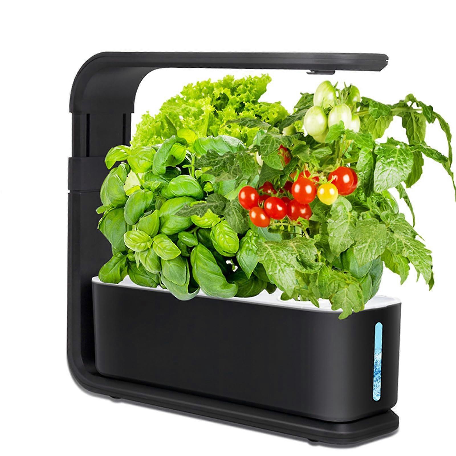 Intelligent Hydroponic Plant Pot, Indoor Planting System with Timer, LED Growth Light, Black, 31x28x10 cm