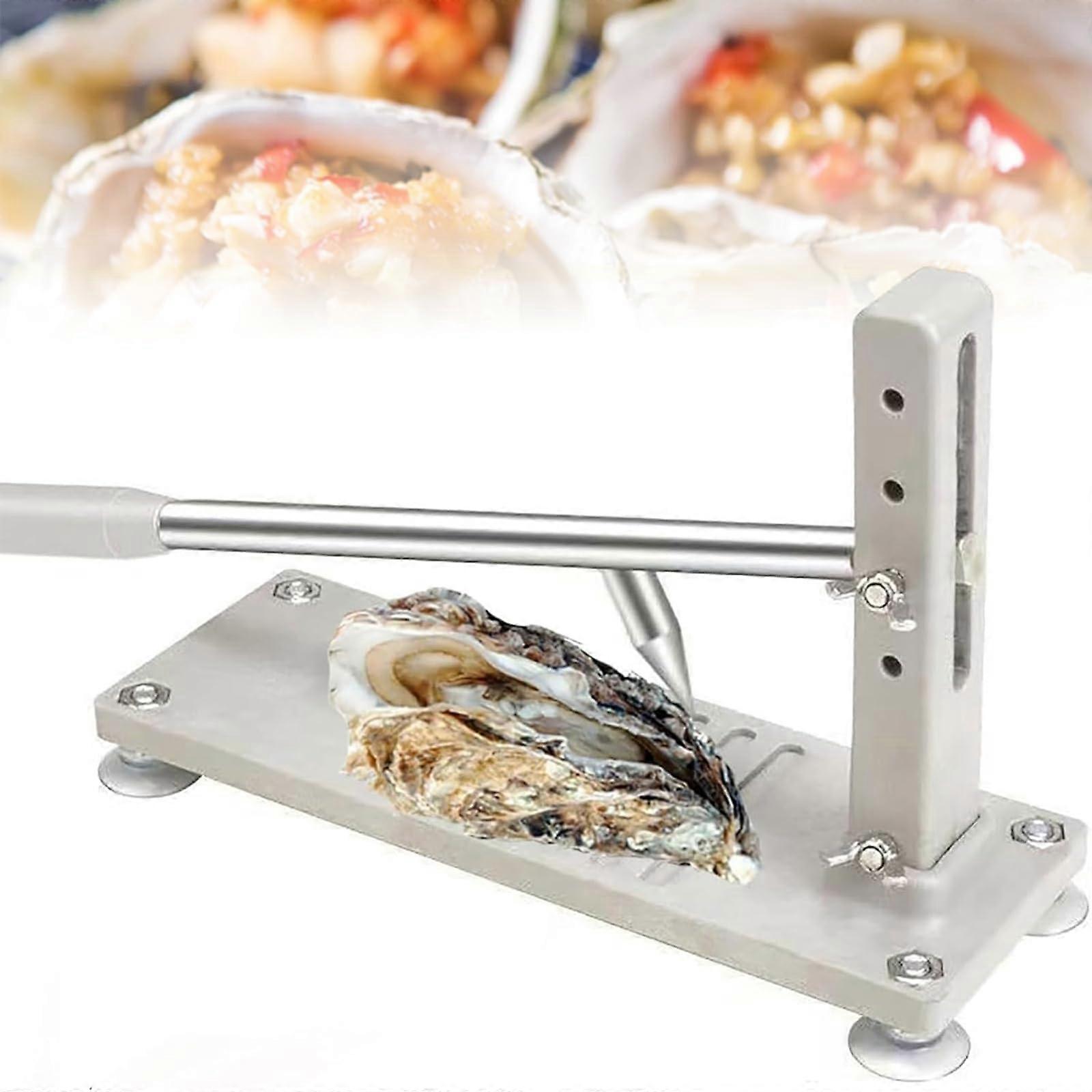 Manual Oyster Shucker with Adjustable Height, Clamps, Knives, and Gloves for Professional Use in Restaurants and Seafood Shops
