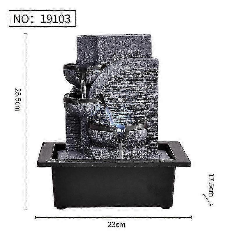 Indoor Tabletop Water Fountain with LED Light - Feng Shui Zen Waterfall for Relaxation