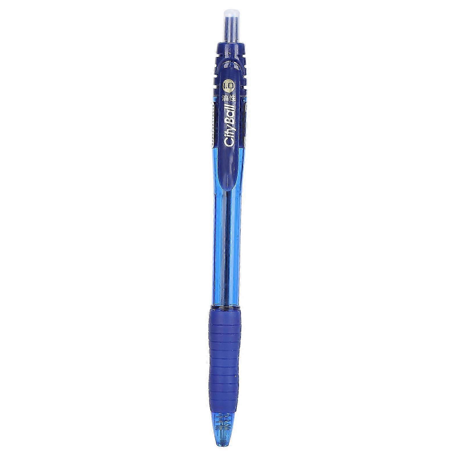 Flexible Pressed Type Ballpoint Pen with Clip Office Stationery 1.0mm Blue