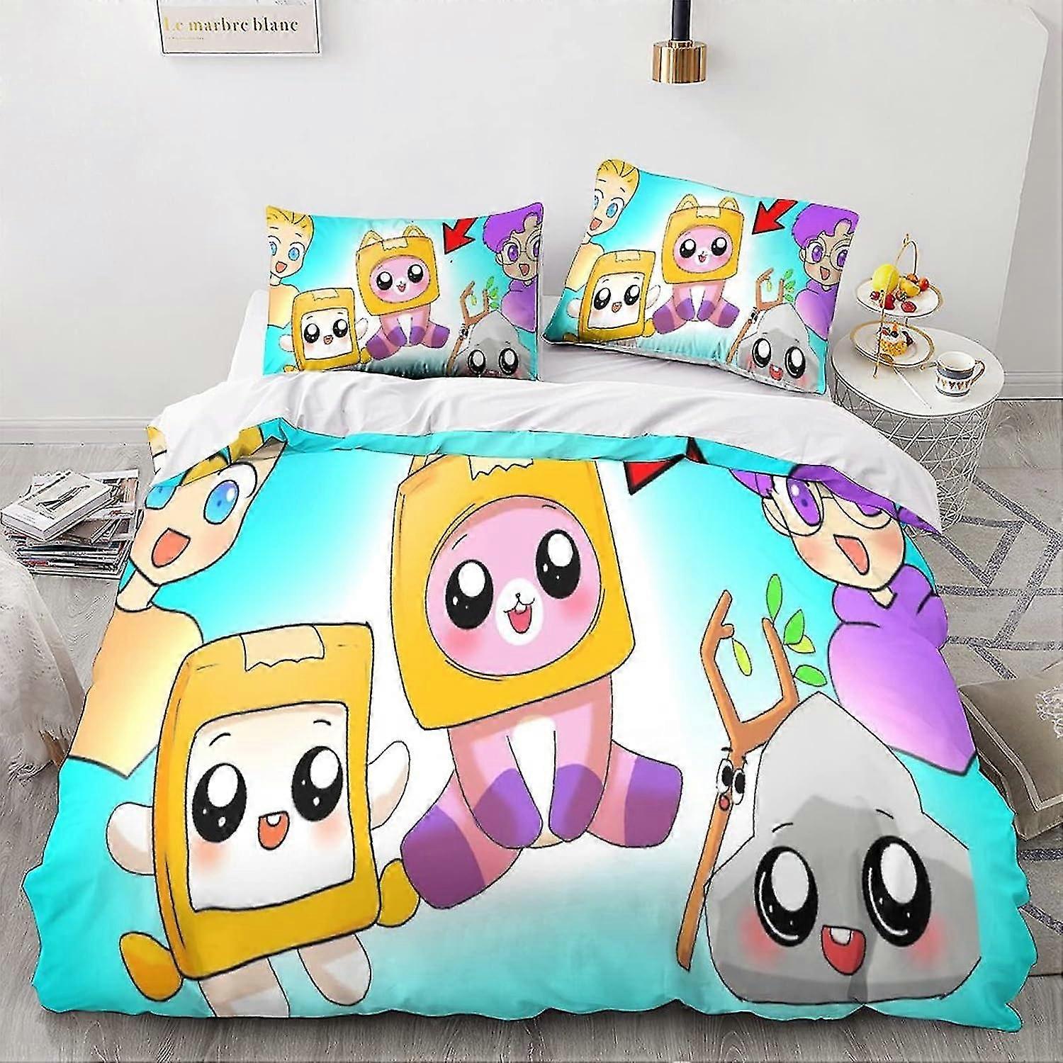 LankyBox Duvet Cover Bedding Set, 3D Animation Cover with Pillowcases, for Soft Microfiber Quilt 3 Pcs Set Double