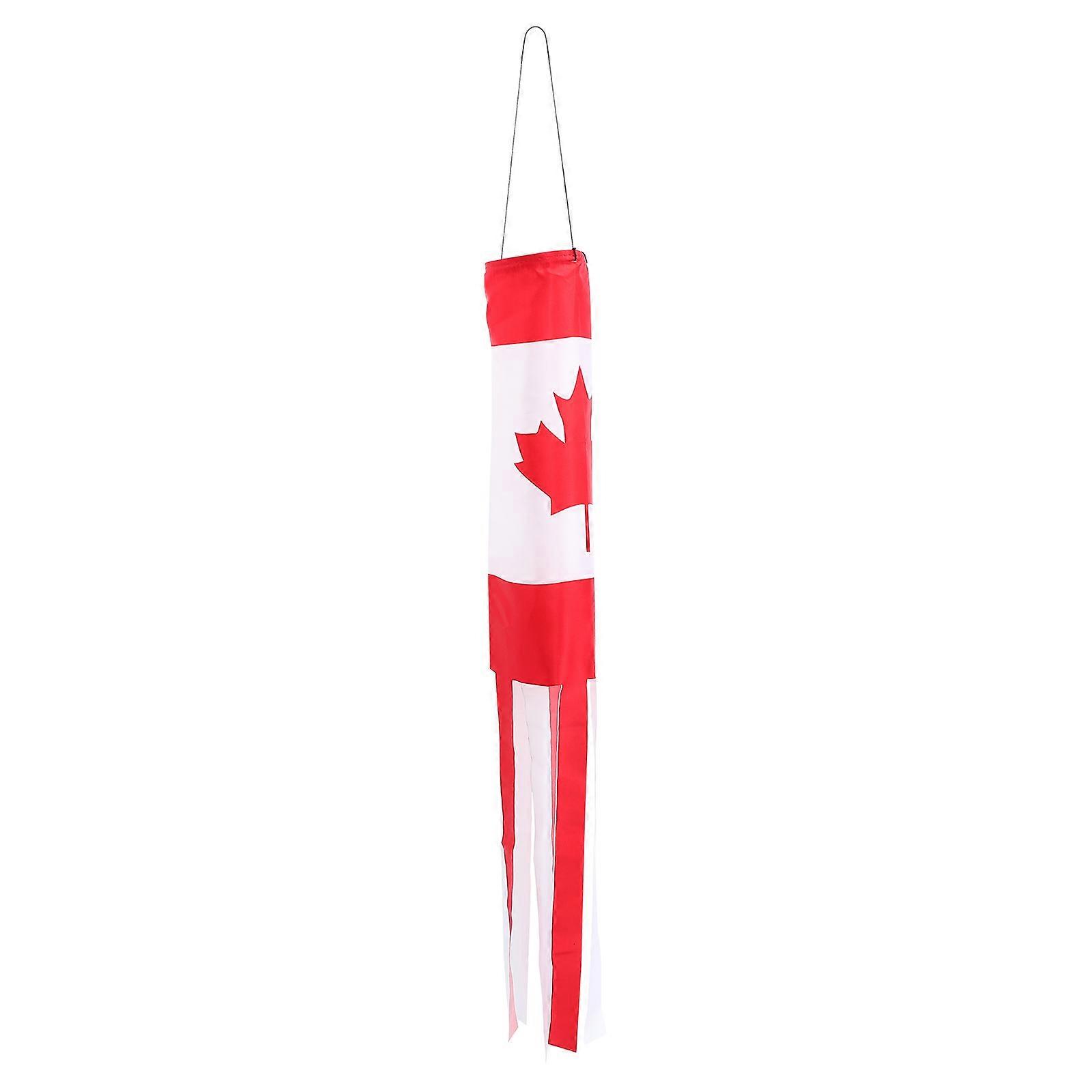 Durable Satin Wind Sock with Maple Leaf Pattern for Outdoor Garden Decoration White 1Pc