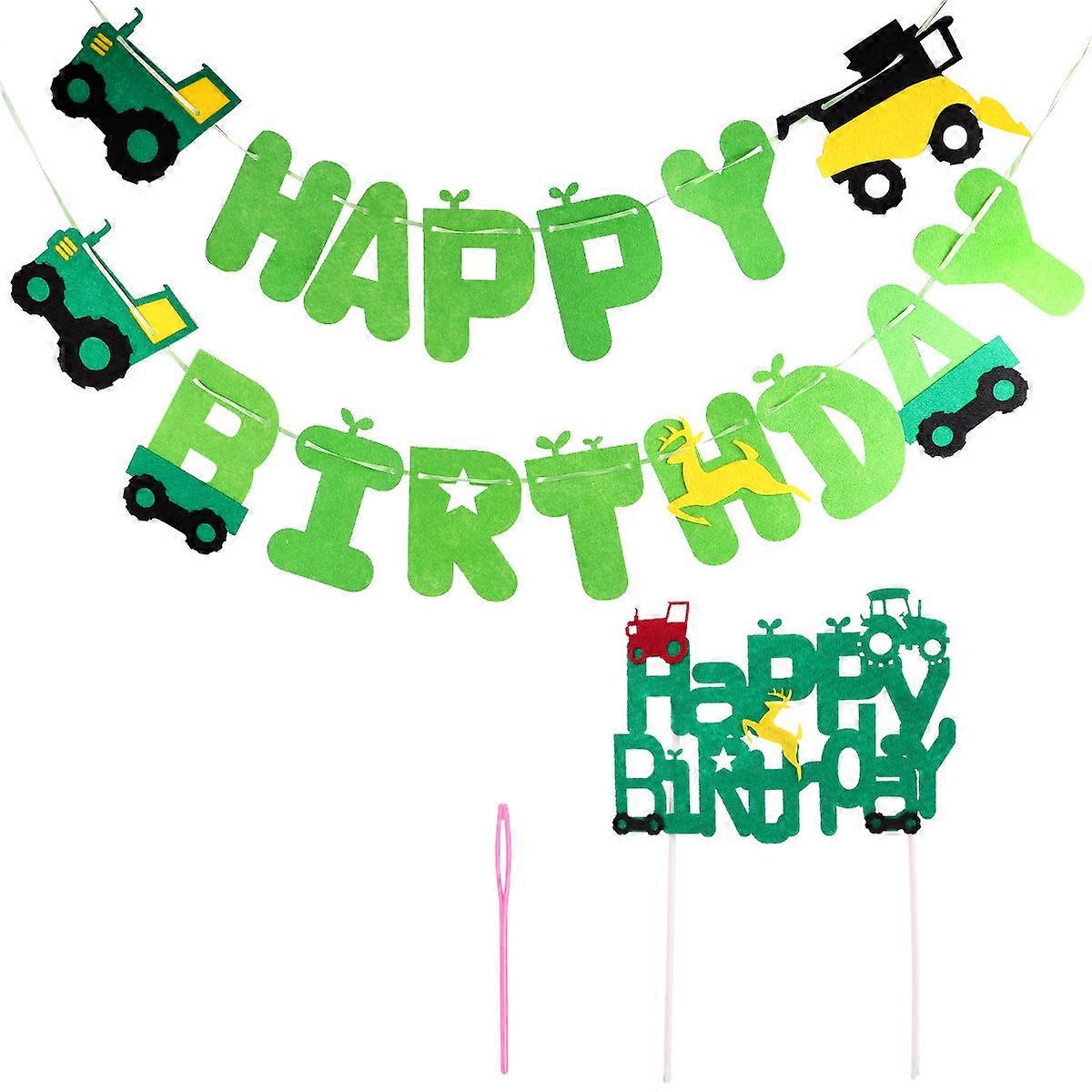 농장 테마 파티 장식 생일 케이크 삽입 직사각형 17x12cm 어린이 축하 장식용 2개