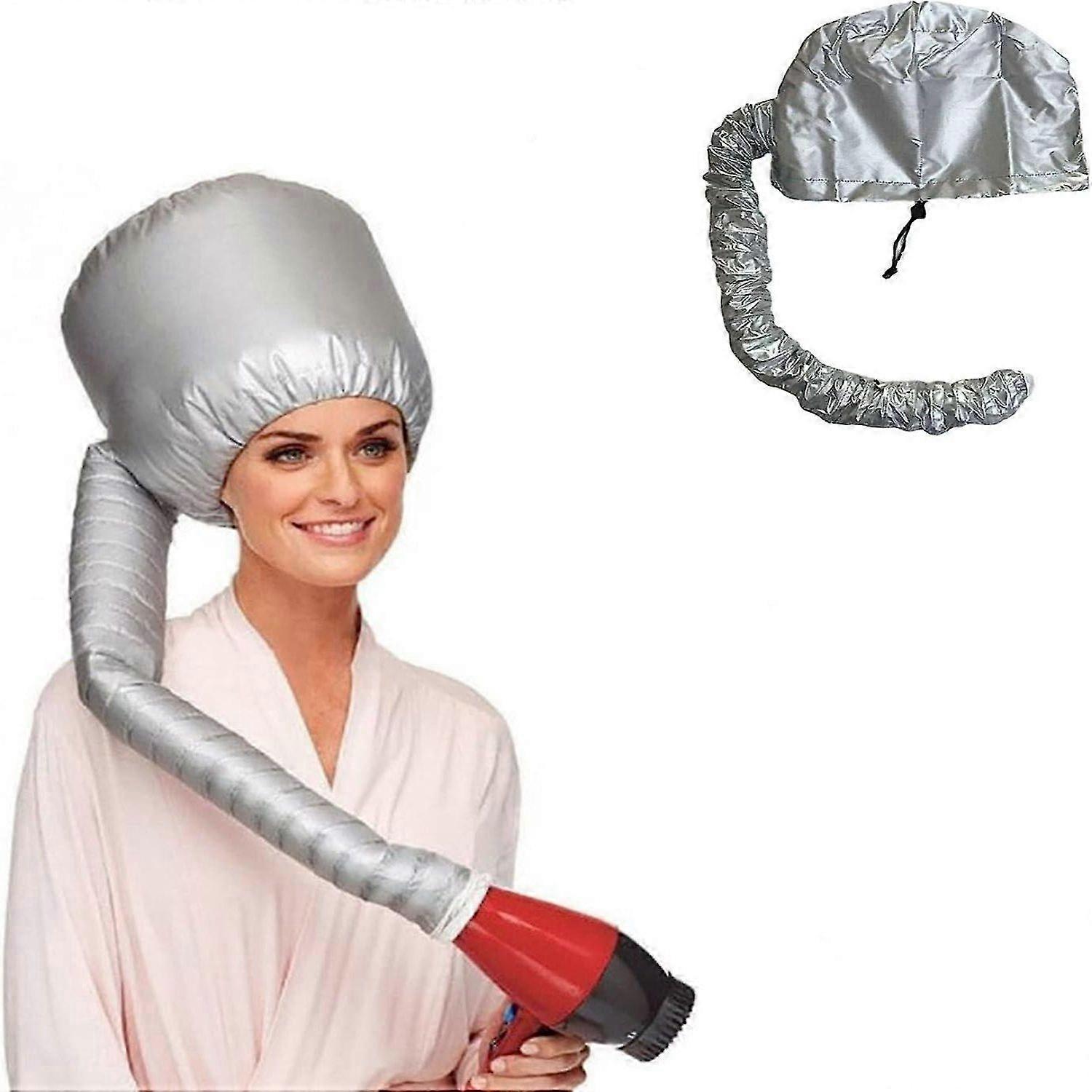 Adjustable Hood, Handheld Portable Soft Steam Cap, Hair Clips for Blow Dry Styling Curly Deep Conditioning (Gray)