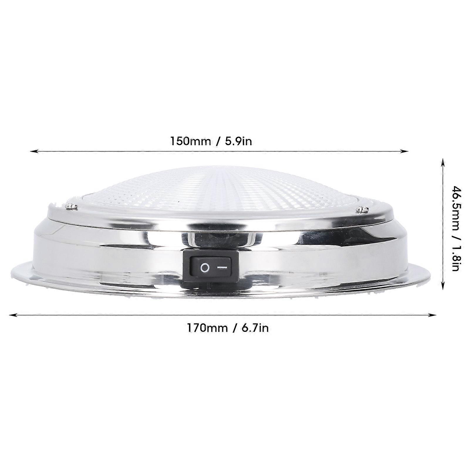 12V Roof Reading Light LED Dome Ceiling Warm White Lamp Dustproof High Brightness for Yacht RV Bus