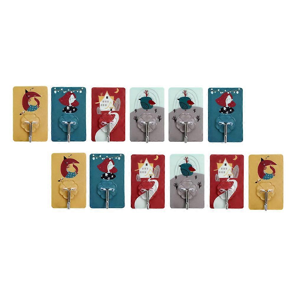 Hanging Hooks Indoor Cartoon Shape Wall Mounted Hooks Kitchen No Drilling PVC Metal 20Set
